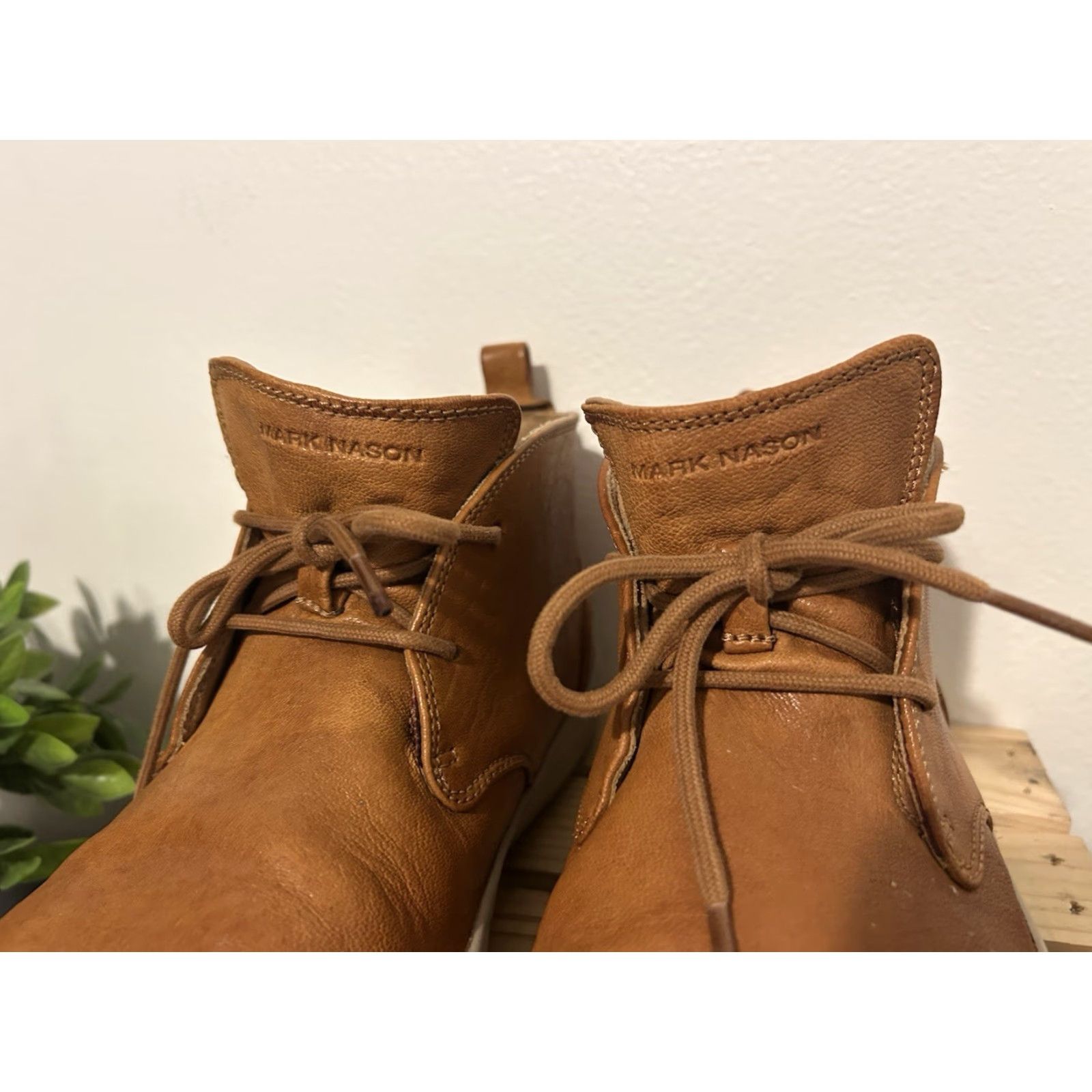Vintage VINTAGE? No. Just rearrange: Mark Nason Mens Boot LaceUp Chelsea Leather Mid Chukka Brown Tan 11 Leather Upper Insole Outsole Casual Mens Shoes Size US 11 / EU 44 - 4 Thumbnail