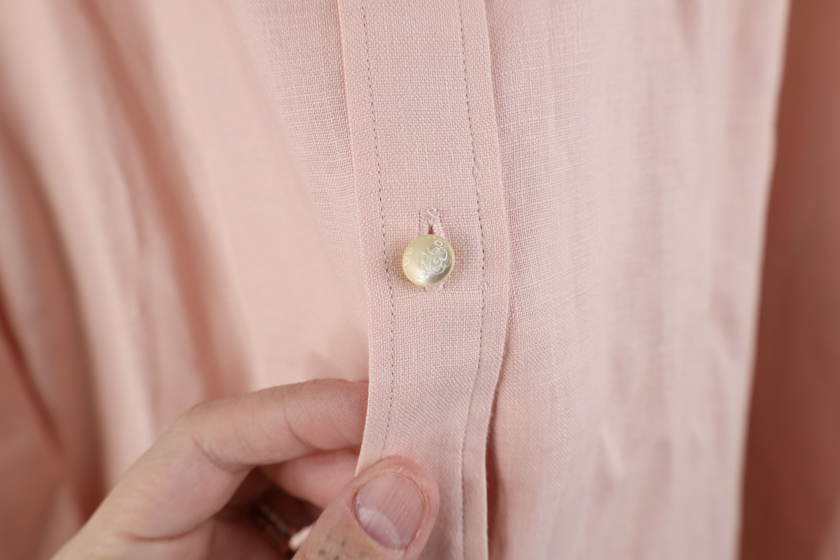 Ralph Lauren × Vintage Vintage 90s Ralph Lauren Linen Collared Button Shirt Pink Size 3XL / US 20-22 - 7 Thumbnail