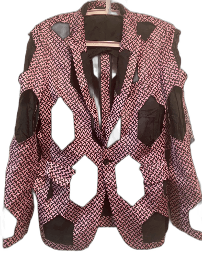 Comme des Garcons pink cut-out suit jacket from cdg homme plus Size US S / EU 44-46 / 1 - 1 Thumbnail