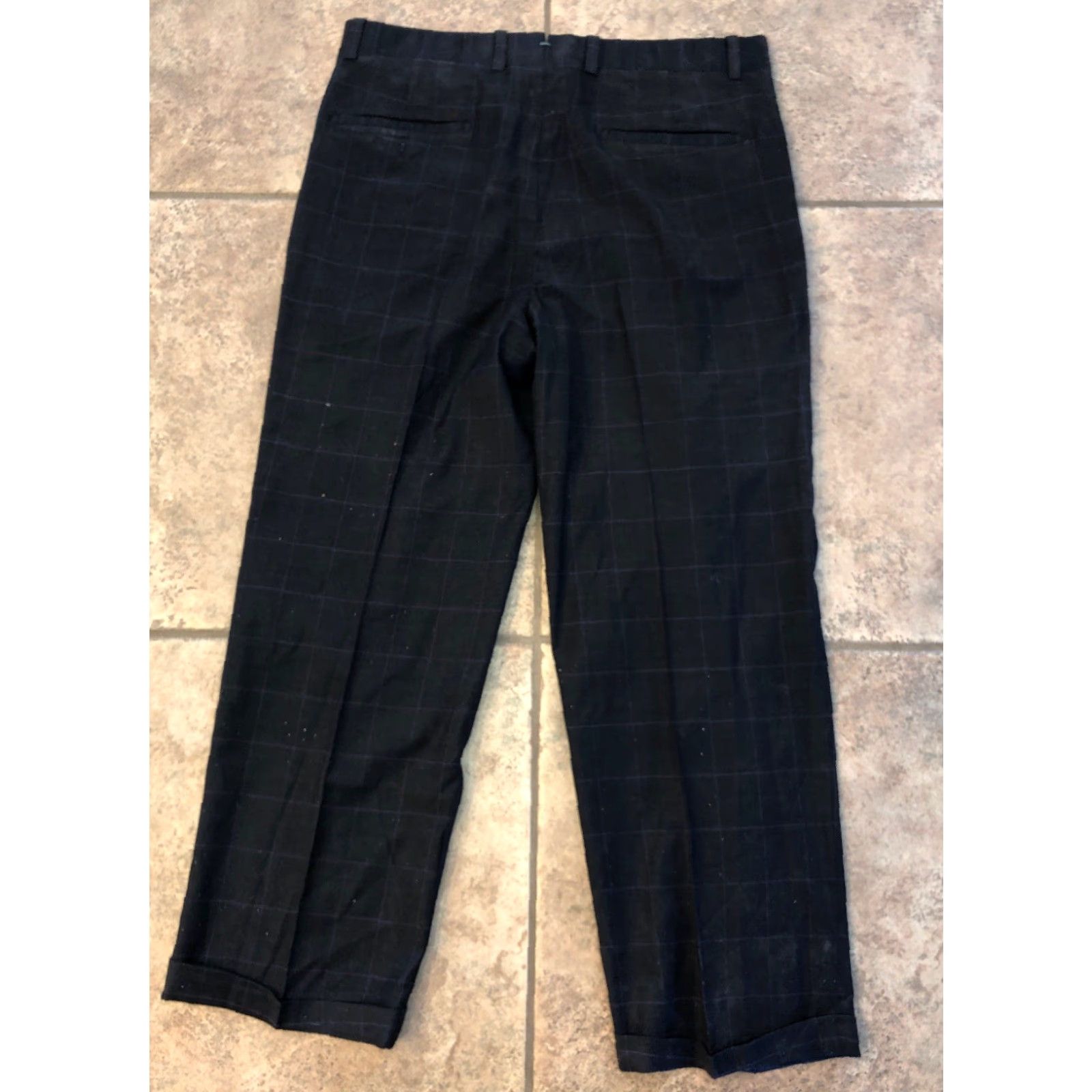 Vintage Antas Mens Dress Pants 100% Wool Black Pinstripe 36 X 28 Black Mens Size US 36 / EU 52 - 4 Thumbnail