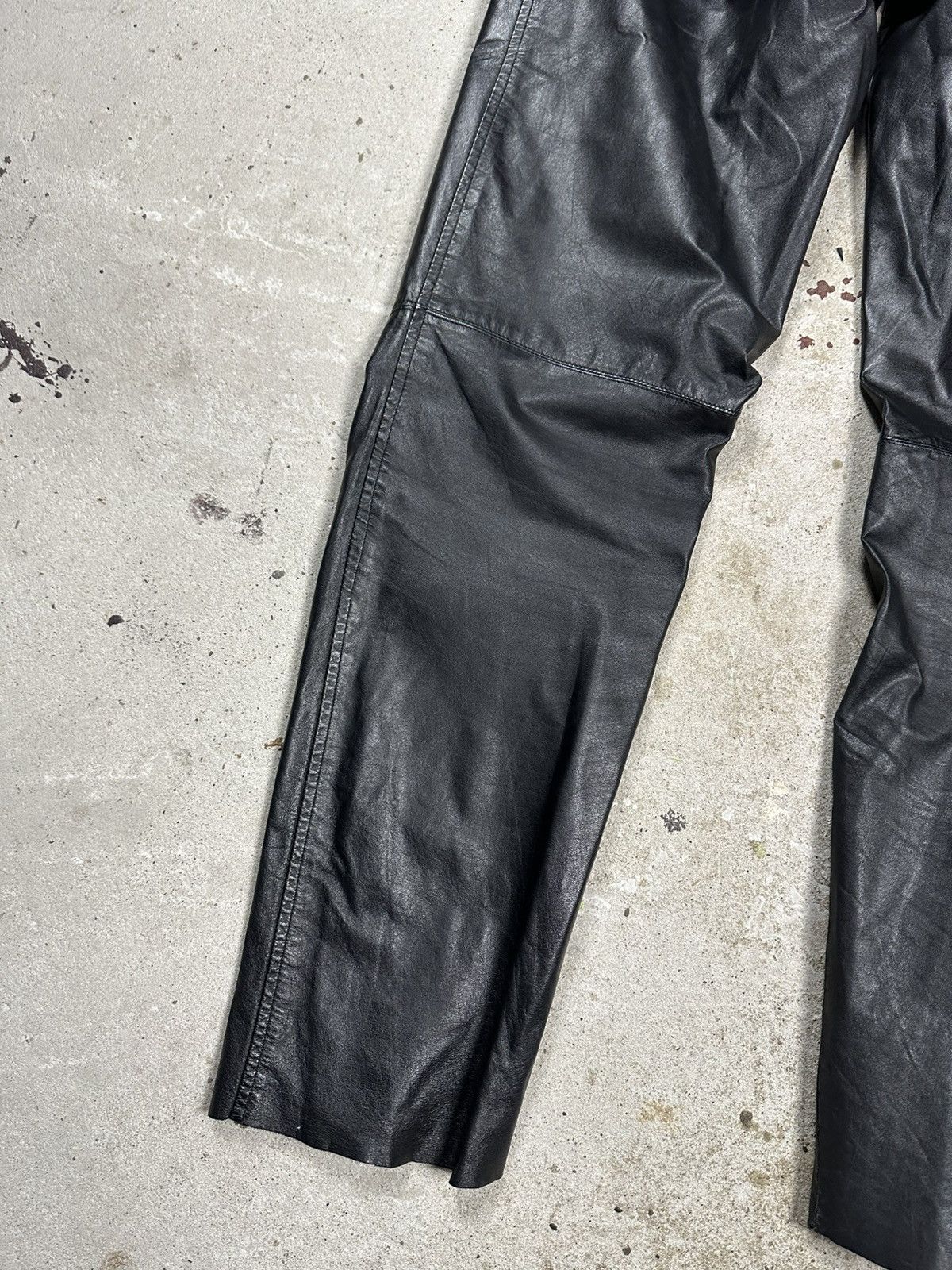 Genuine Leather Vintage 90s Black Genuine Leather Pants Avant Garde moto Size US 29 - 10 Thumbnail