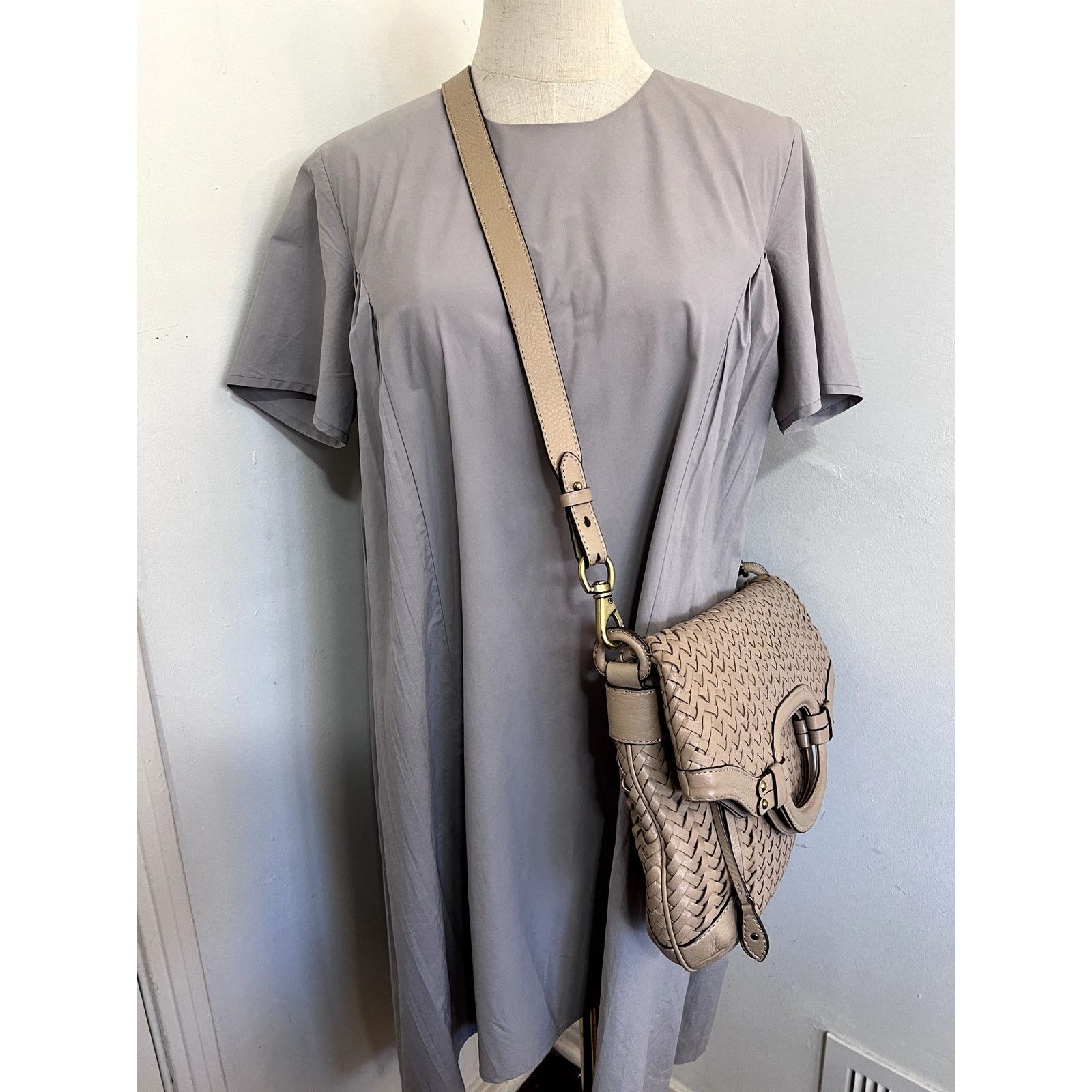 Cole Haan RARE 2006-07 Cole Haan VILLAGE WEAVE Flap Tote Taupe Bag Size ONE SIZE - 1 Thumbnail