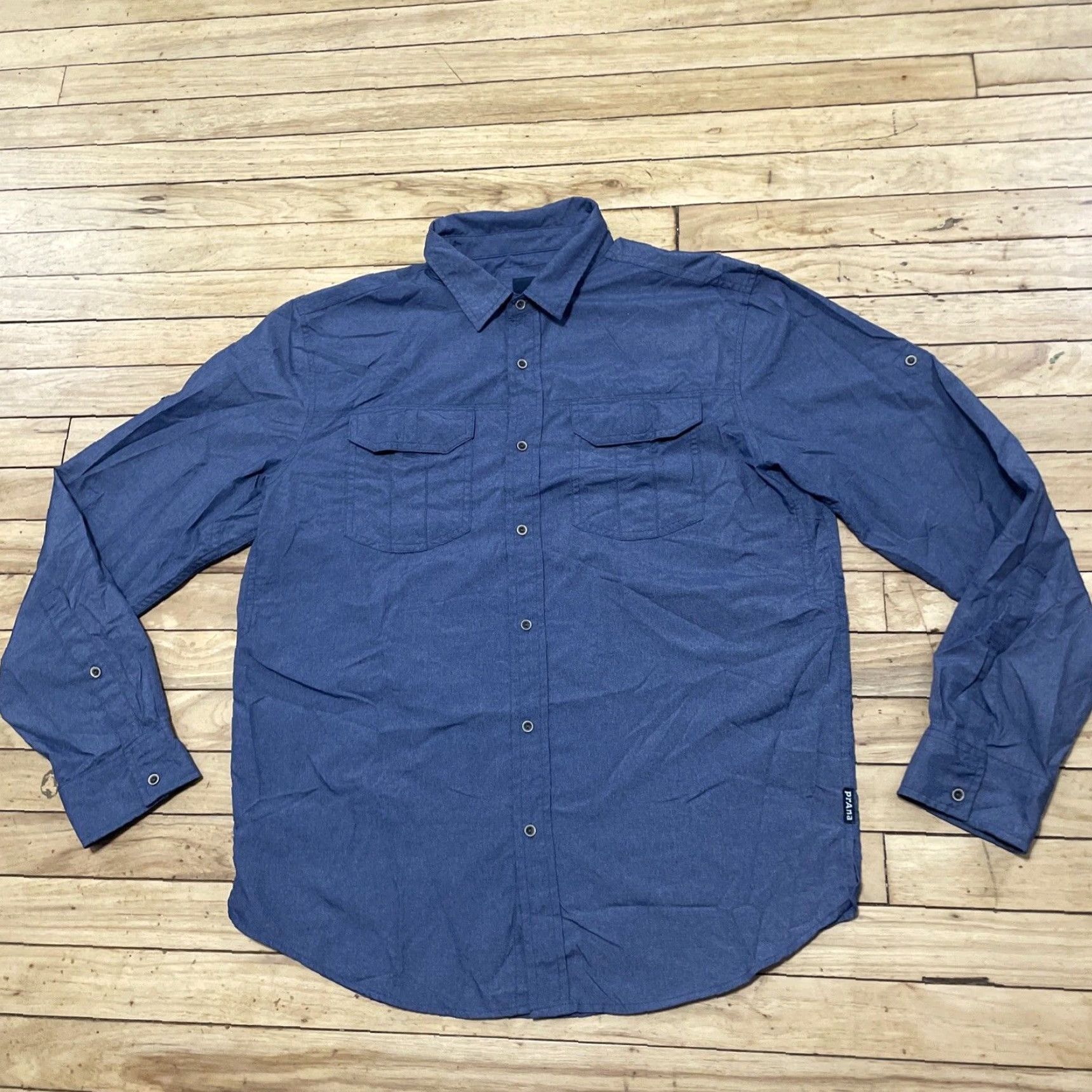Prana PRANA Hiking Shirt Men L Blue Roll Sleeve Outdoor Hike Active Performance Men Size US L / EU 52-54 / 3 - 3 Thumbnail