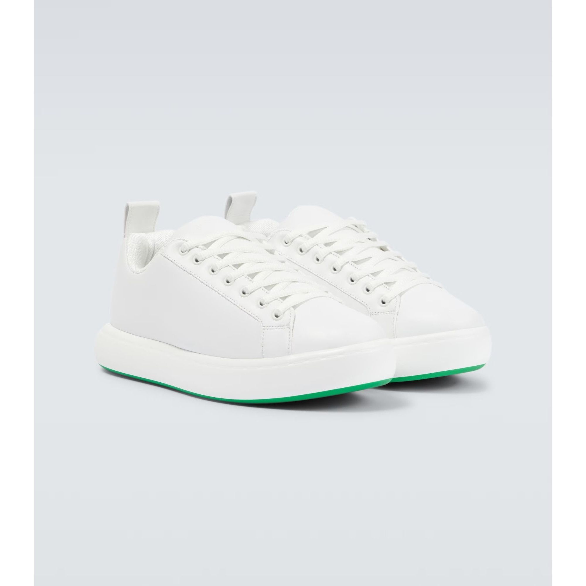 image of Bottega Veneta Lace Up Sneakers In Optic White & Parakeet 43, Men's (Size 10)