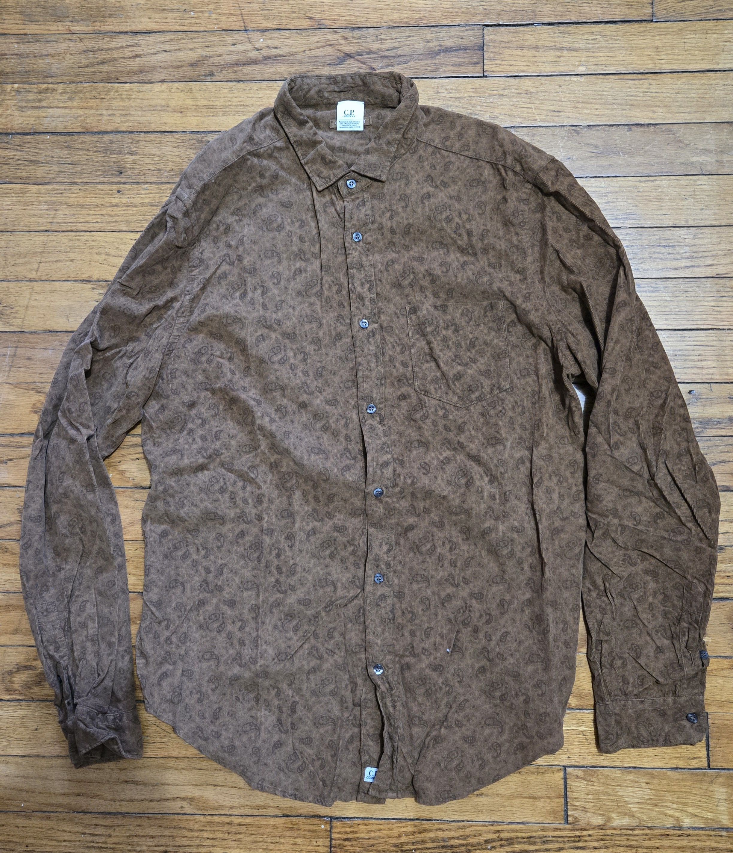 C.P. Company CP Company L/XL Paisley Corduroy Dress Brown Button Up Shirt Size US L / EU 52-54 / 3 - 1 Thumbnail