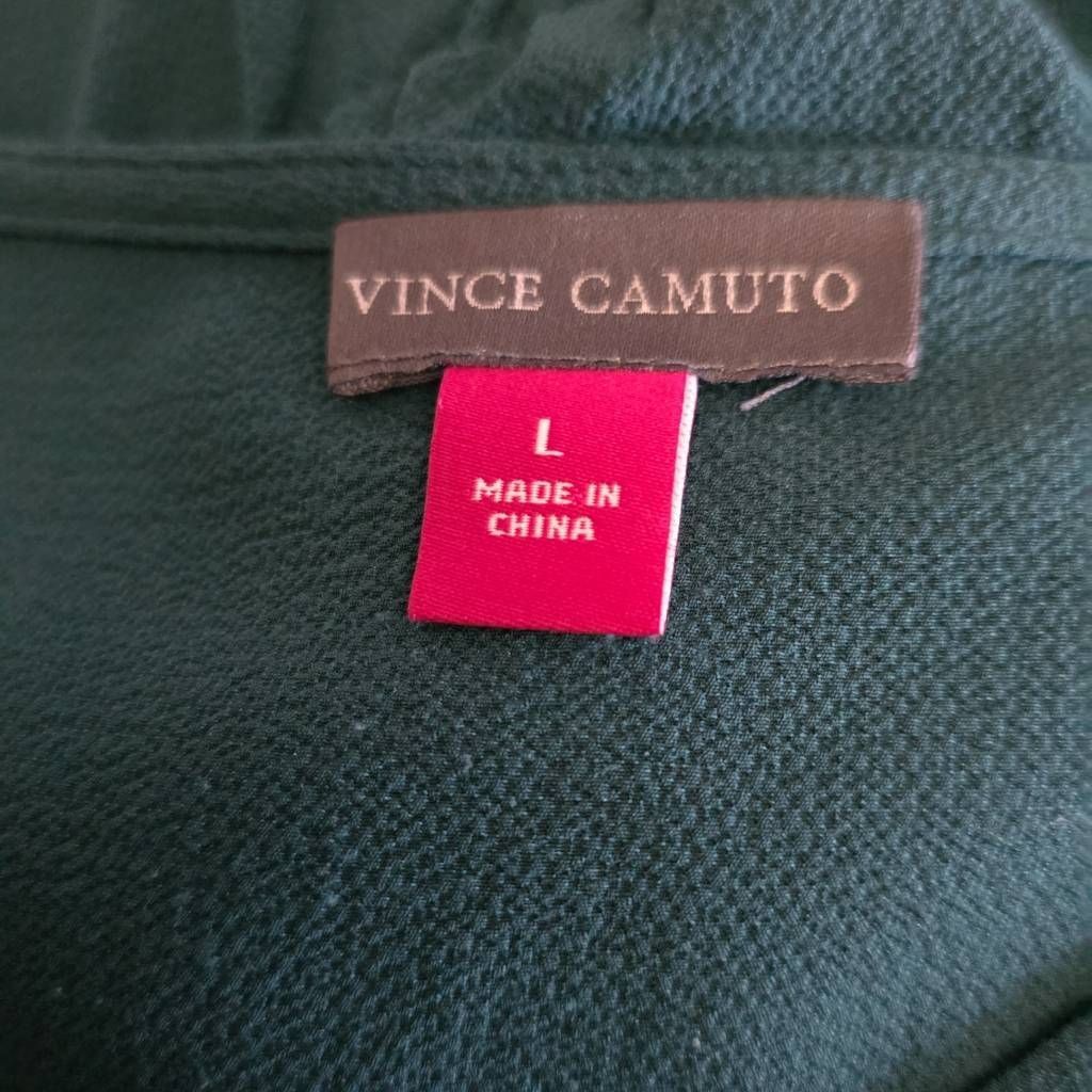 Vince Camuto Vince Camuto Women's Size Large Green V-Neck Flounce Blouse Size L / US 10 / IT 46 - 2 Thumbnail
