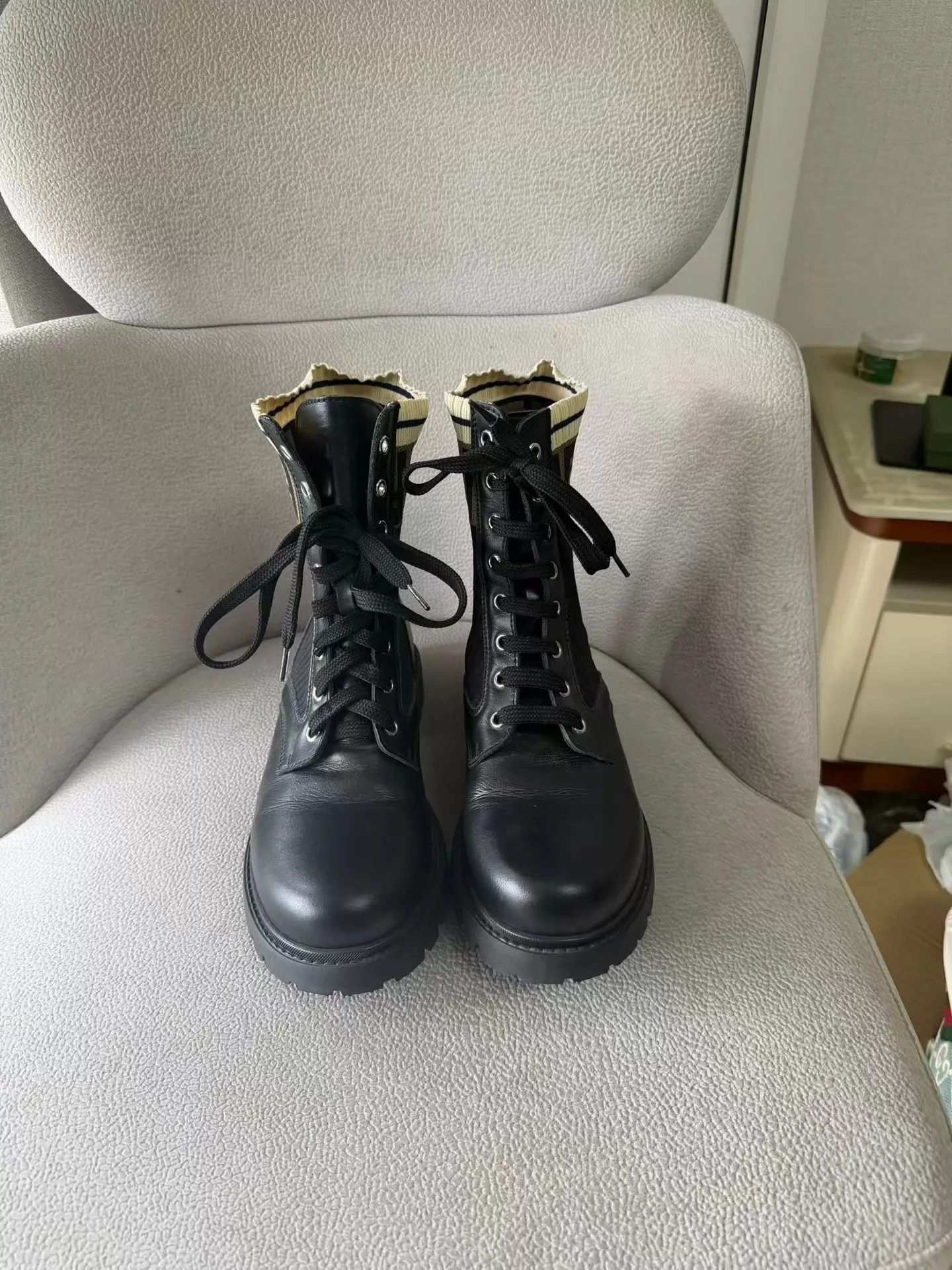 Fendi FENDI KOMA lace-up combat boots 37 black Size US 6.5 / IT 36.5 - 2 Thumbnail