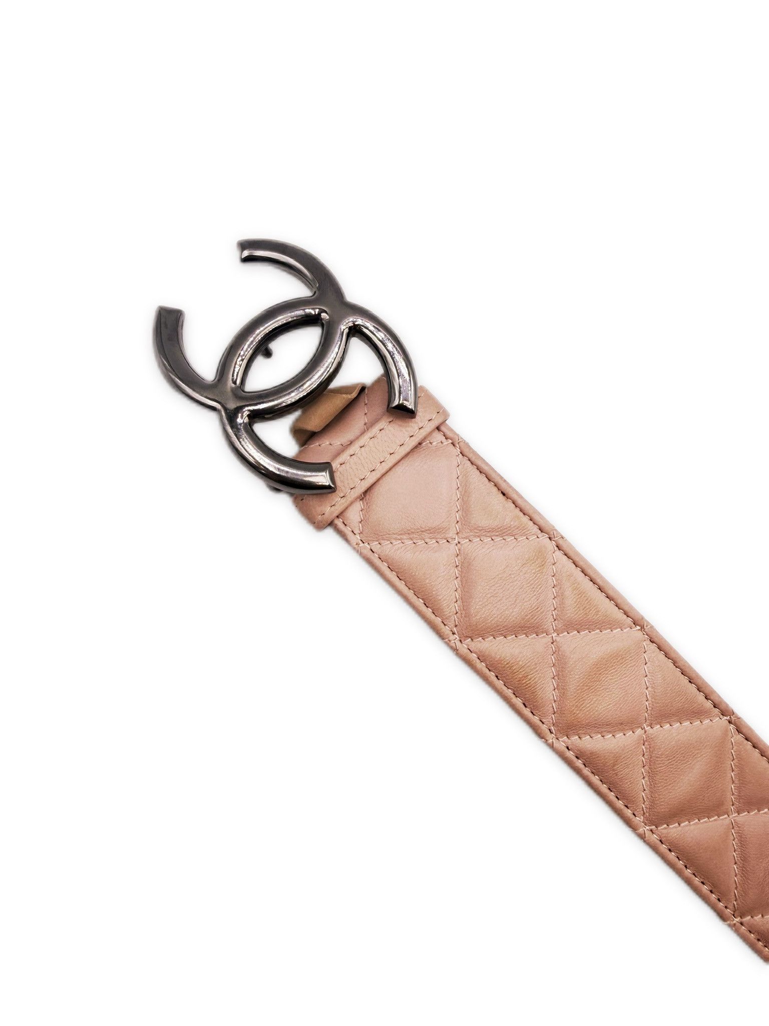 Chanel Chanel Double CC Nude Pink Quilted Lambskin Leather Caviar Belt Size 30 - 3 Thumbnail