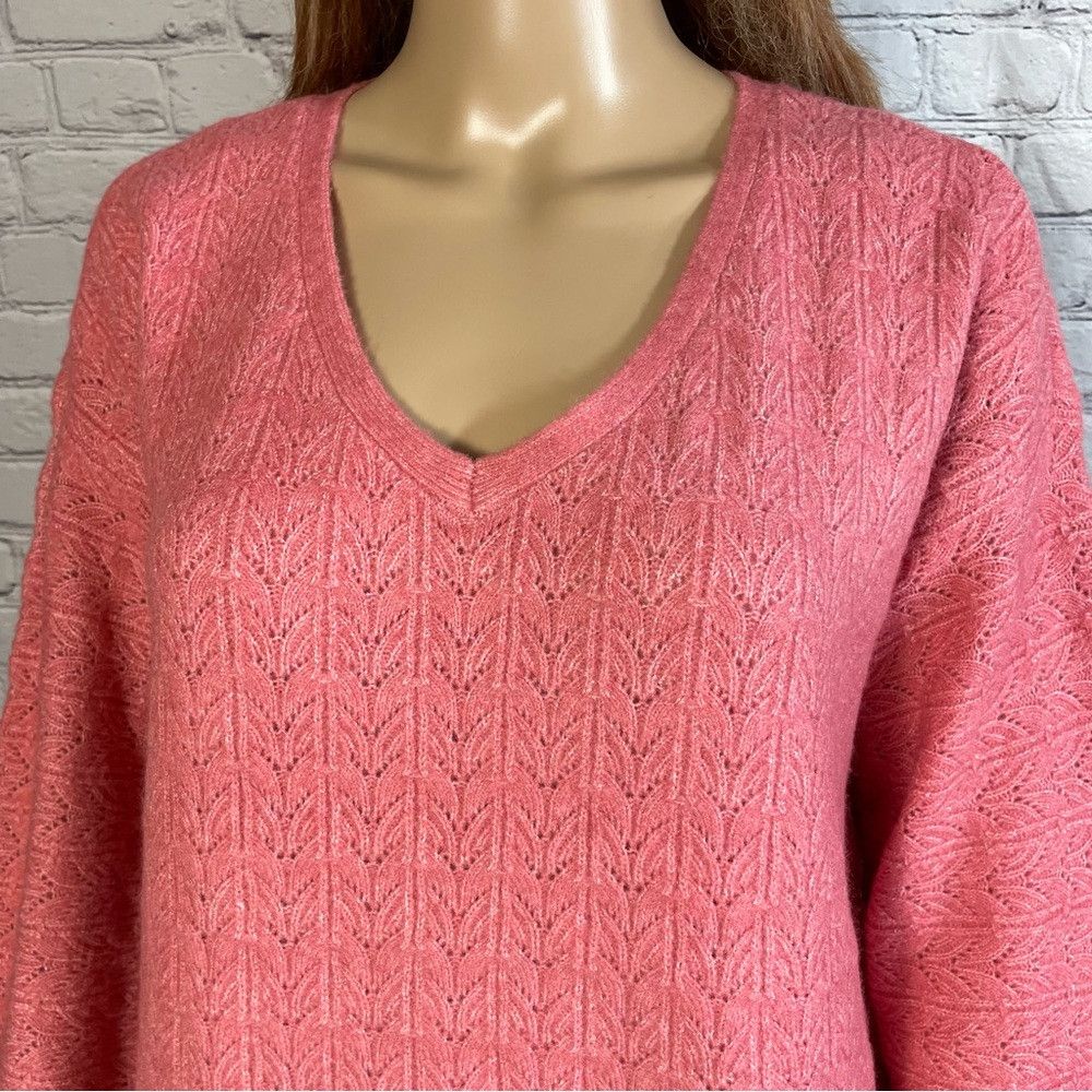 Chicos New Chico's Cable-Knit V-Neck Pink Sweater Size 1 US M Size M / US 6-8 / IT 42-44 - 5 Thumbnail