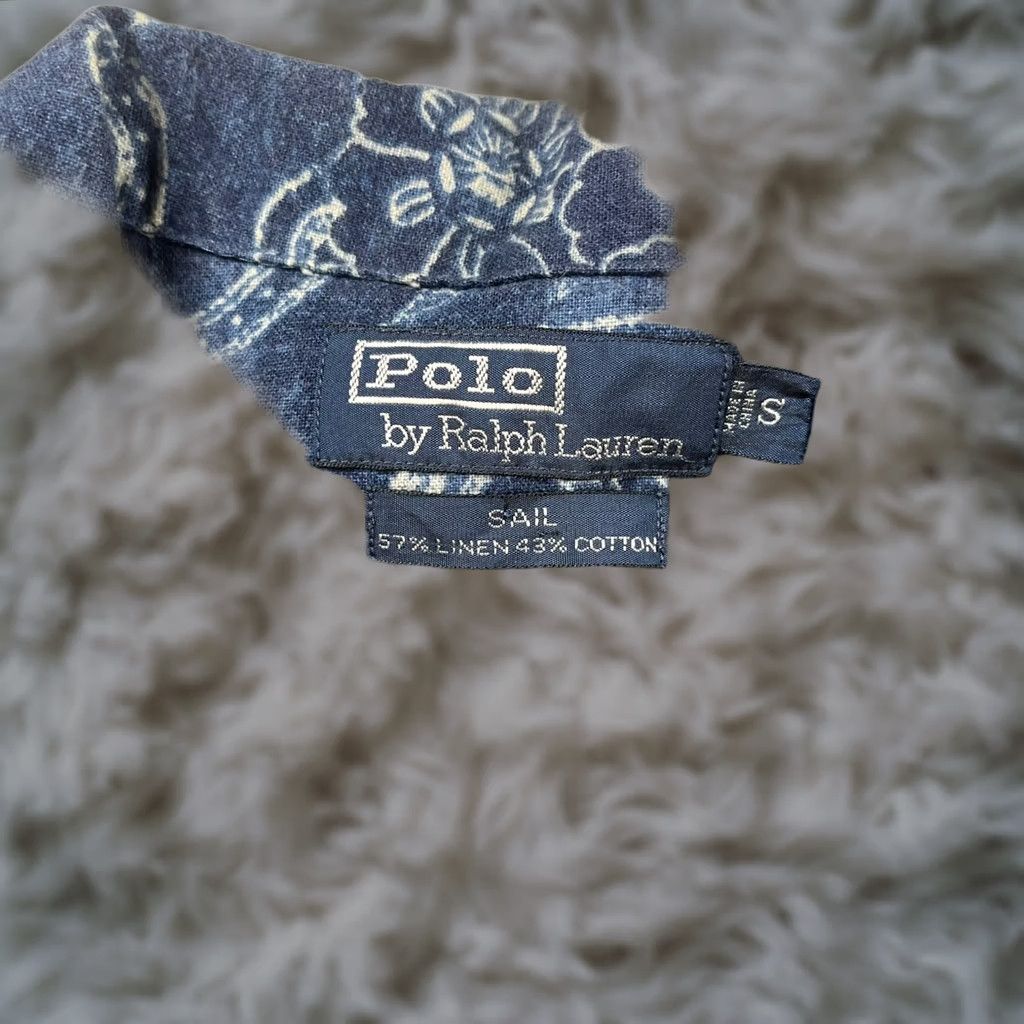 Polo Ralph Lauren VINTAGE Polo Ralph Lauren Shirt Hawaiian S/S Indigo Chambray Floral Men's Small Navy Blues Chambray Polo Shirt Mens Size US S / EU 44-46 / 1 - 1 Thumbnail