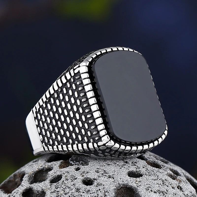 Vintage Onyx Stone Ring Size ONE SIZE - 6 Thumbnail