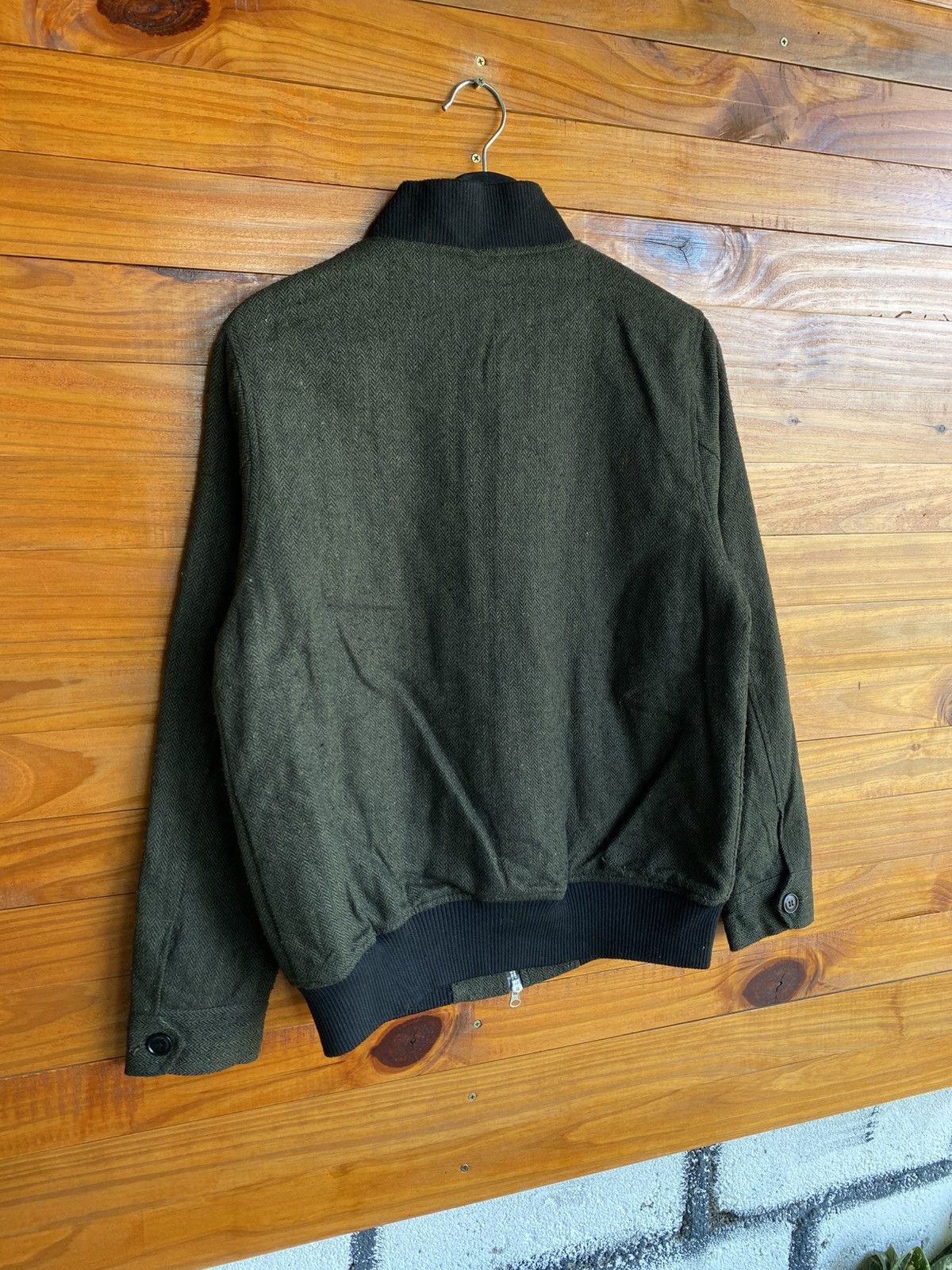 Japanese Brand Vintage Temptation Herringbone Jacket Olive Green Wool Blend Size US L / EU 52-54 / 3 - 18 Thumbnail