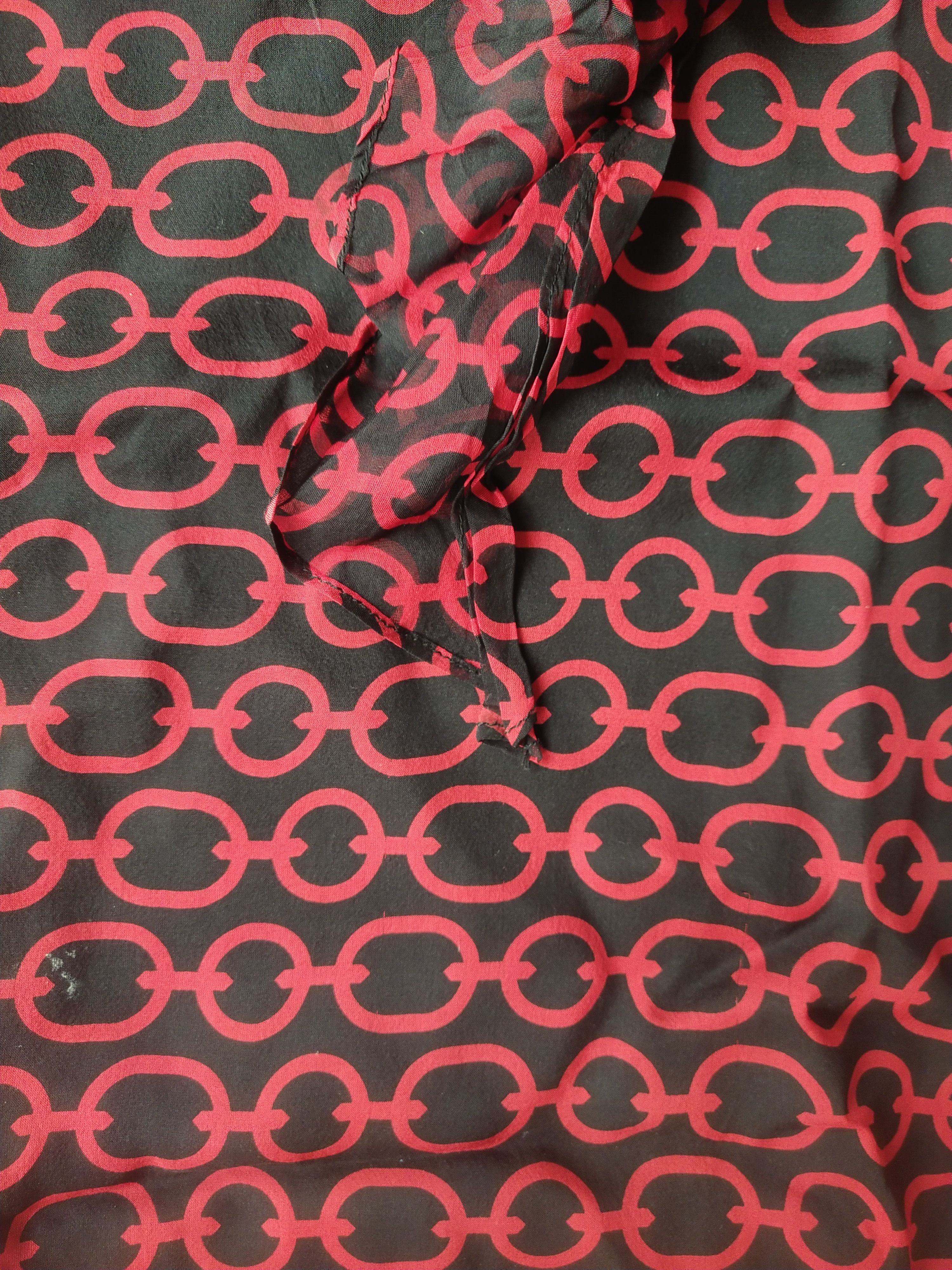 MILLY Milly of New York Silk Red Chain Print Ruffle Blouse Top Size S / US 4 / IT 40 - 3 Thumbnail