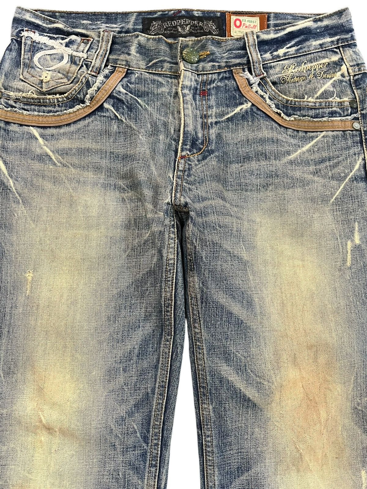 Ed Hardy Vintage Red Pepper Studded Embroidded Mudwash Denim Size US 34 / EU 50 - 3 Thumbnail