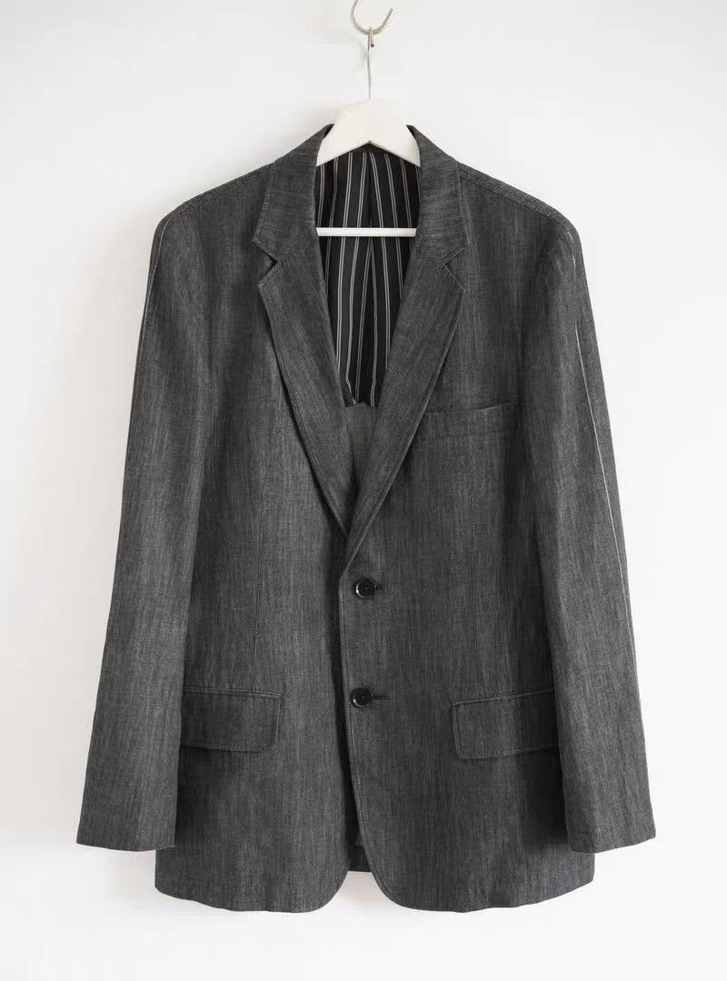 Yohji Yamamoto Yohji Yamamoto 10SS Striped Sleeve White-Stitch Blazer Size 40R - 1 Thumbnail