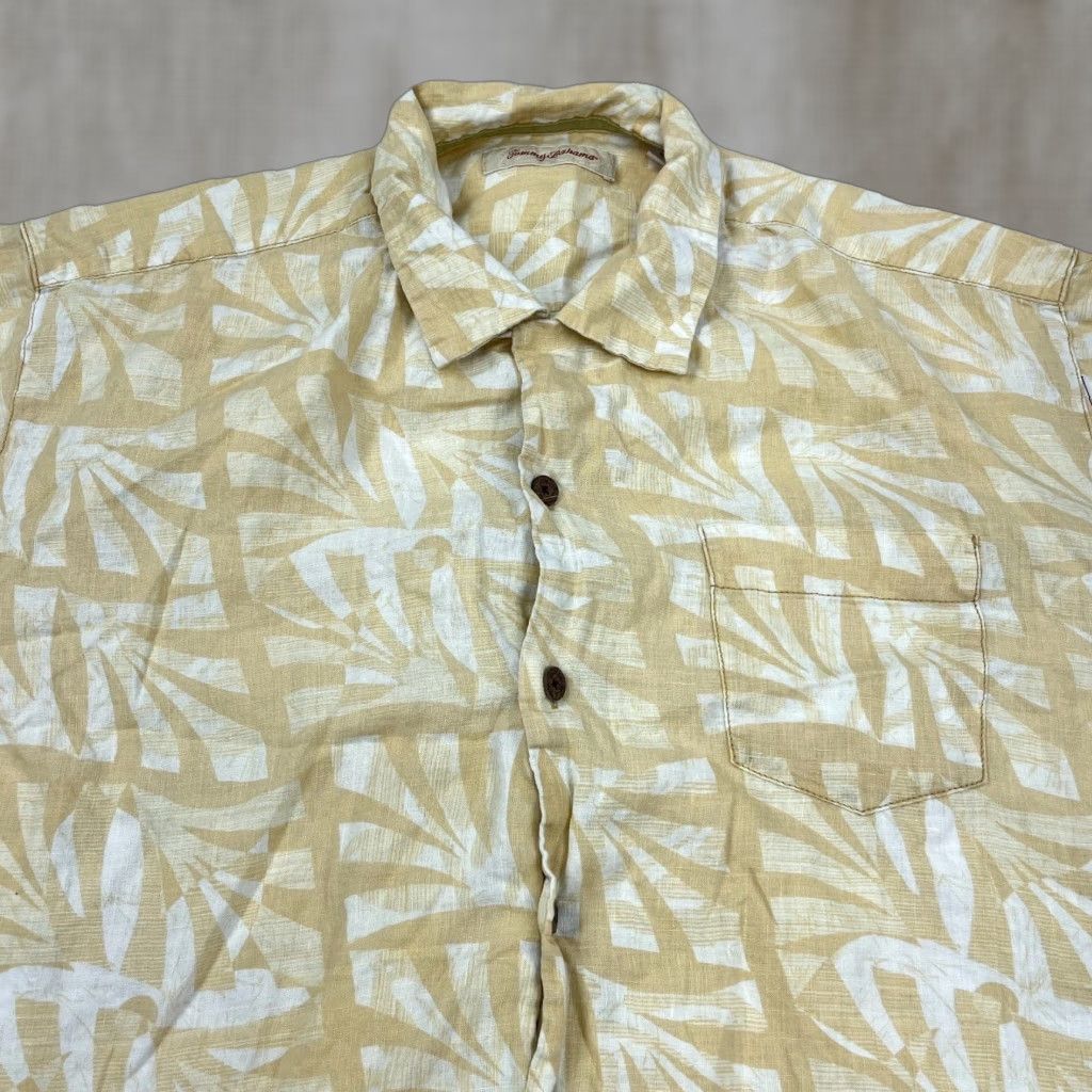 Tommy Bahama Tommy Bahama Shirt Men XL Yellow Linen Button Up Hawaiian Camp Pocket Beach Size US XL / EU 56 / 4 - 1 Thumbnail