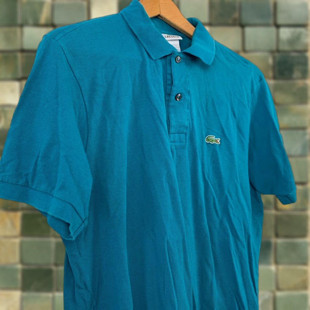 Vintage Lacoste Polo Shirt Blue Pique Size 5 Medium Vintage 1990s Mens Short Sleeve Rugby Shirt Size US M / EU 48-50 / 2 - 1 Thumbnail