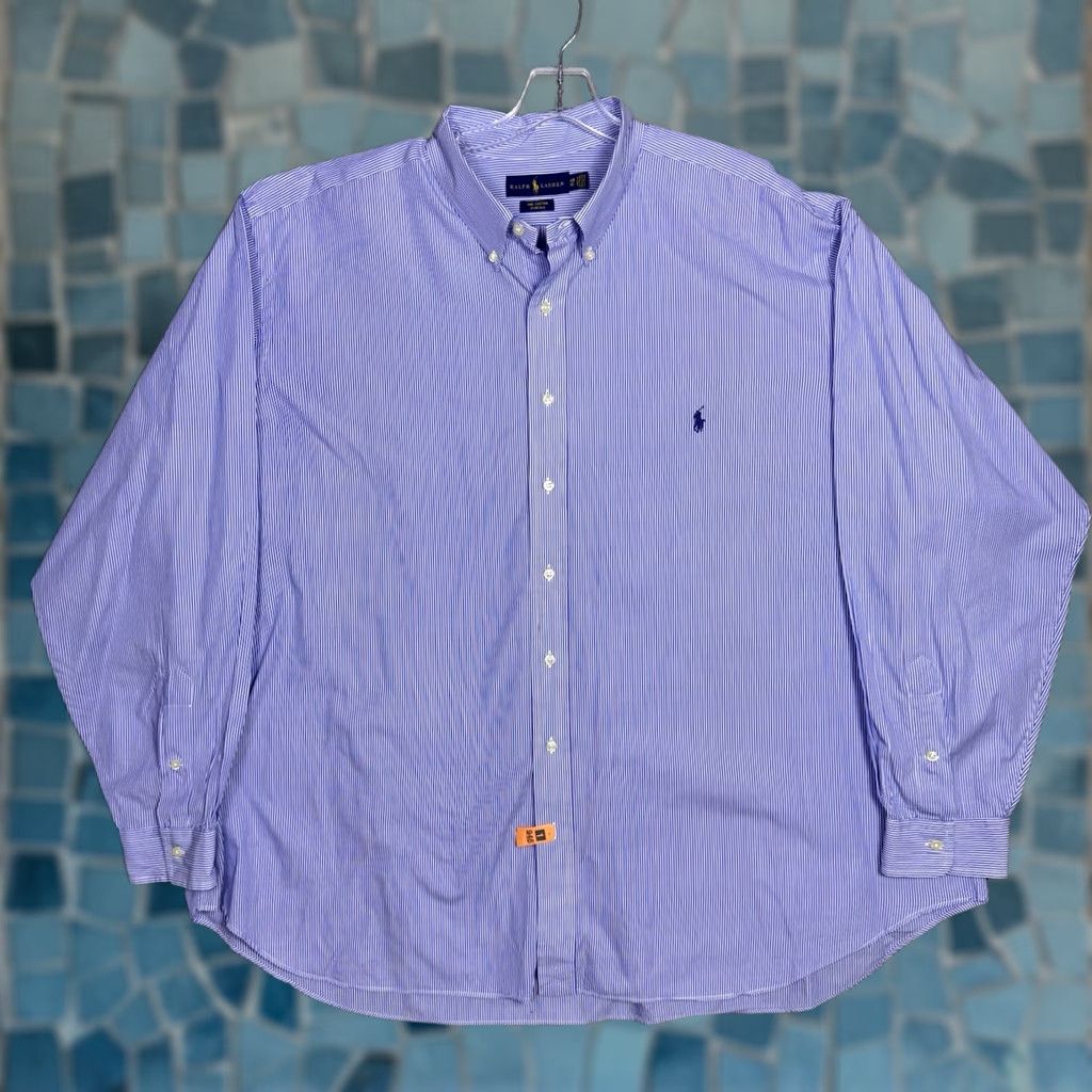 Polo Ralph Lauren Ralph Lauren Shirt Men 3XB Big Polo Pinstripe Oxford Stretch Cotton L/S Button-Up Collared Size US XXL / EU 58 / 5 - 1 Thumbnail