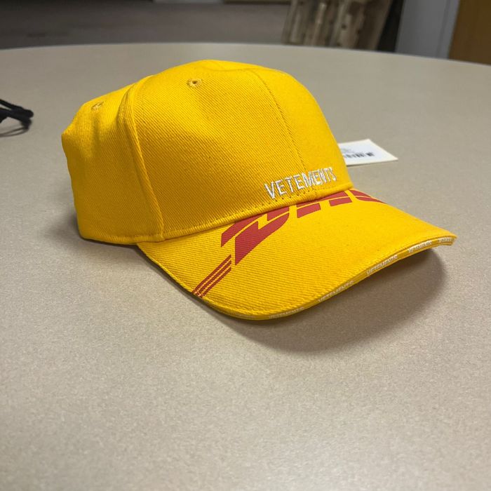 Vetements DHL Embroidered Cap in Yellow | Grailed