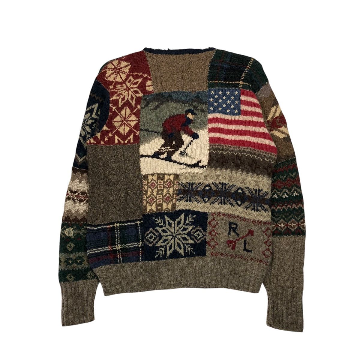 🔥VINTAGE POLO RALPH LAUREN SKI WOOL LINEN HAND KNIT SWEATER