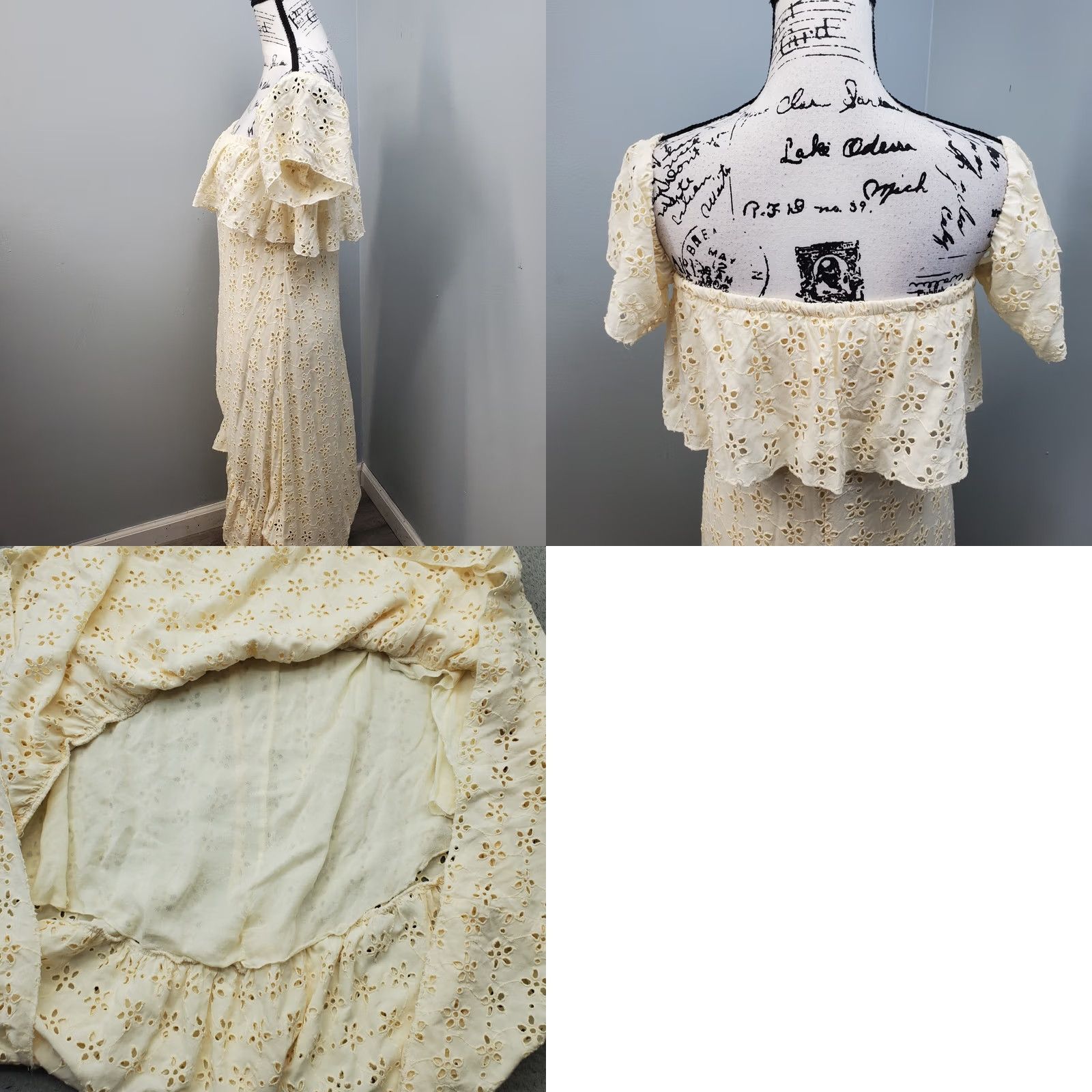 Vintage Winston White Maxi Dress Womens Size M Off The Shoulder Eyelet Ruffle Long Sleeve Casual Summer Dress Size M / US 6-8 / IT 42-44 - 8 Thumbnail