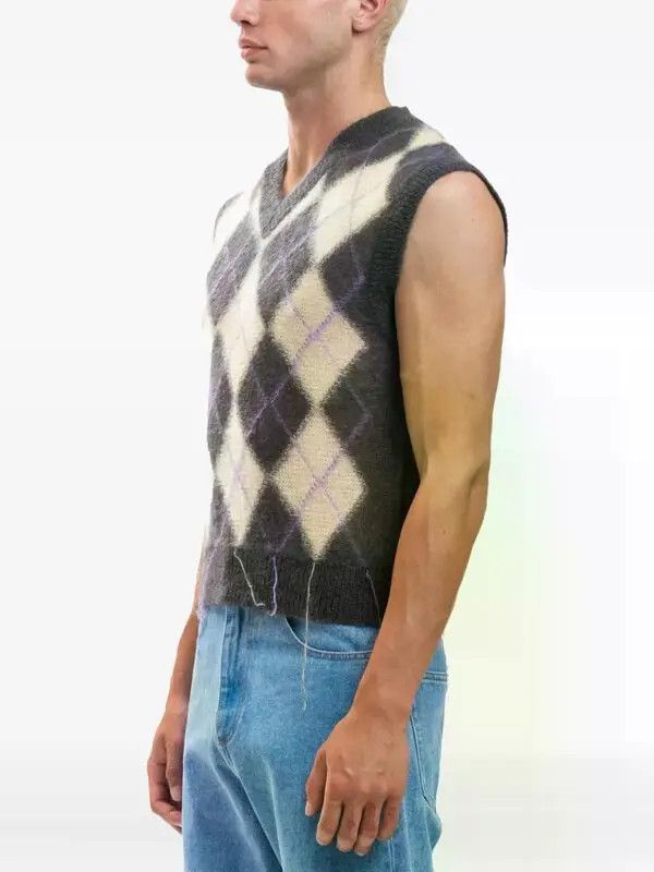 Marni o1w1db11125 Argyle Sweater Vest in Grey Size US L / EU 52-54 / 3 - 2 Thumbnail