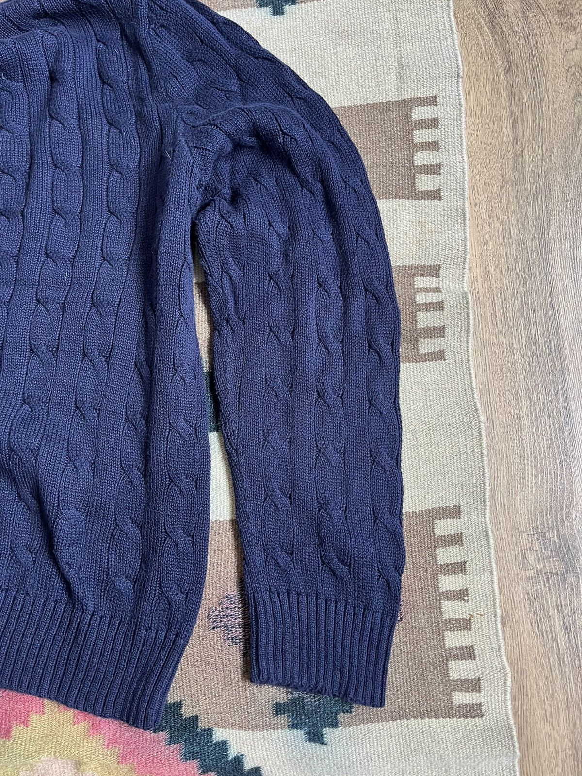 Polo Ralph Lauren Polo Ralph Lauren Men Navy Cable Knit Cotton Sweater Size US XL / EU 56 / 4 - 13 Thumbnail