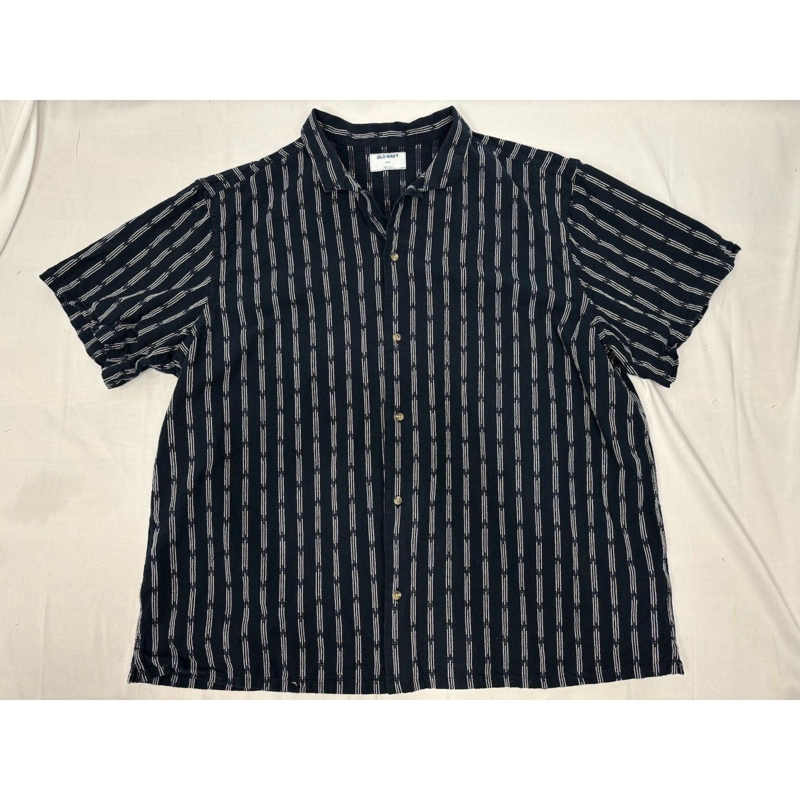 Old Navy OLD NAVY Button Up Short Sleeve Shirt Men’s 3X Stripe Blue Size US XXL / EU 58 / 5 - 1 Thumbnail