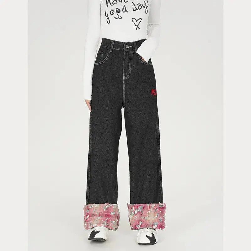 Japanese Brand Retro loose fit patchwork wide leg jeans Size US 32 / EU 48 - 6 Thumbnail