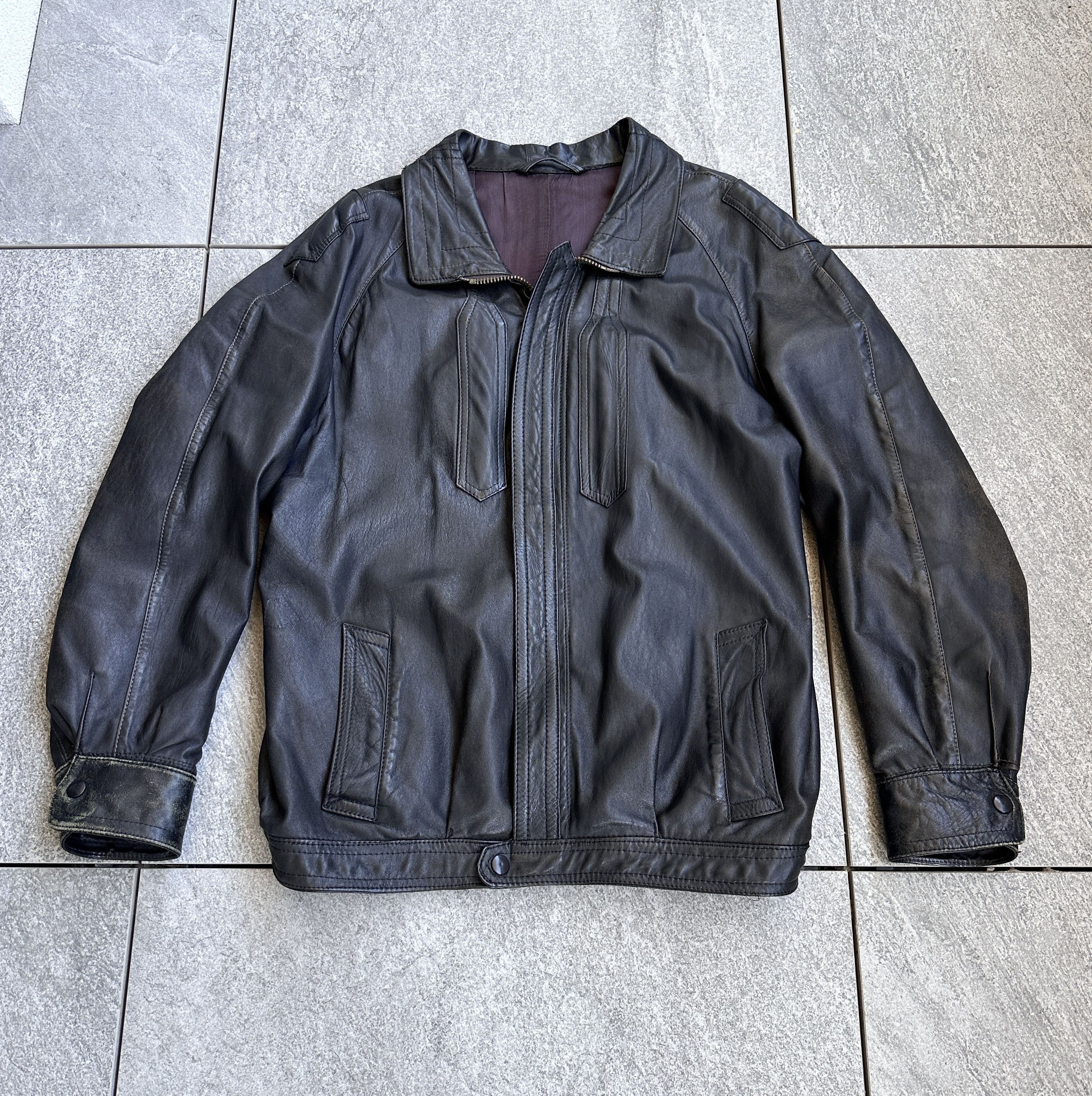 Vintage Vintage leather bomber jacket boxy opium Size US L / EU 52-54 / 3 - 2 Thumbnail