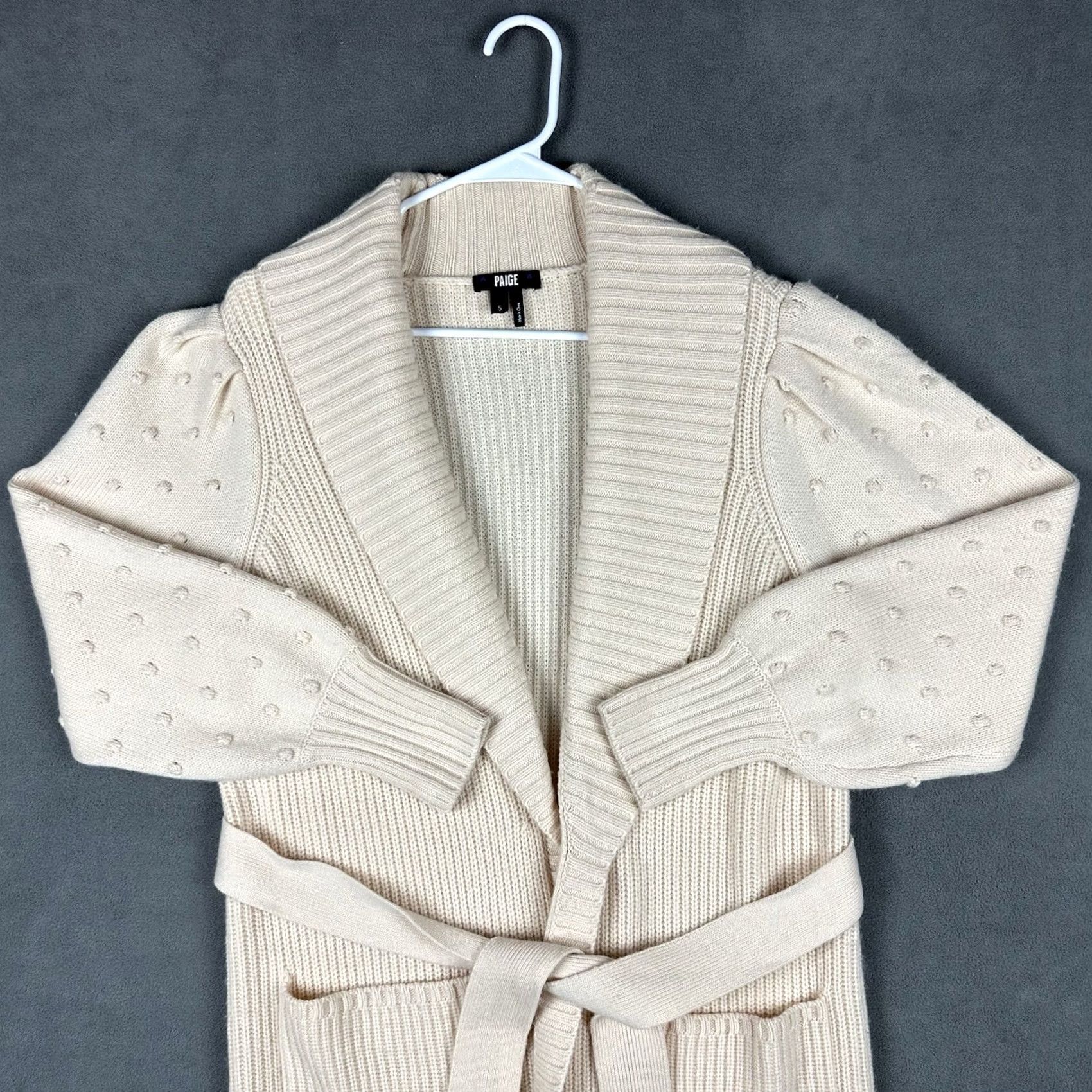 Paige PAIGE Loredana Cardigan Sweater Coat Ivory Wool Blend Belted GUC Womens Small Size S / US 4 / IT 40 - 3 Thumbnail
