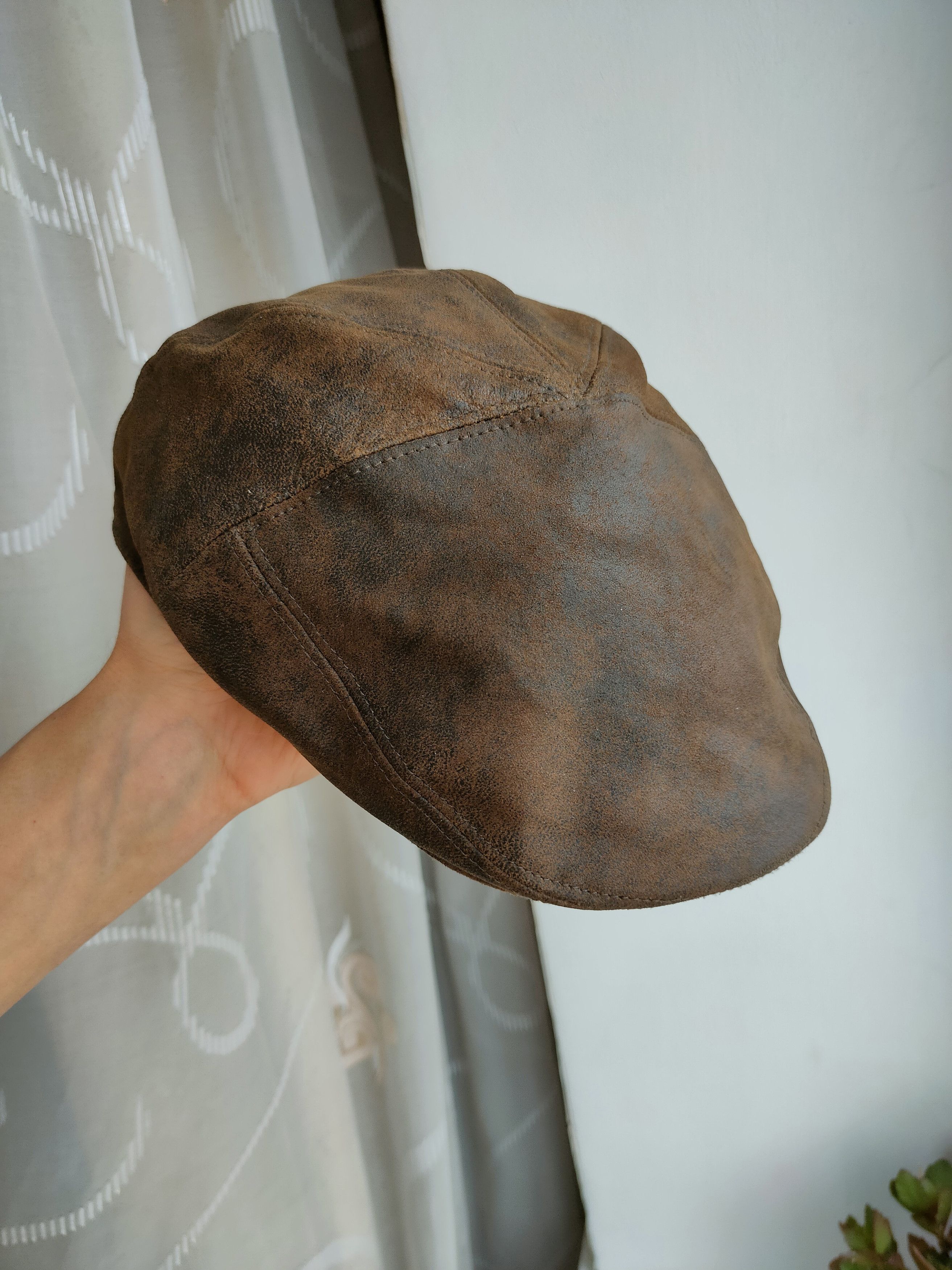 Genuine Leather Eureka Stokade vintage leather cap hat cartouche flat cap Size ONE SIZE - 2 Thumbnail