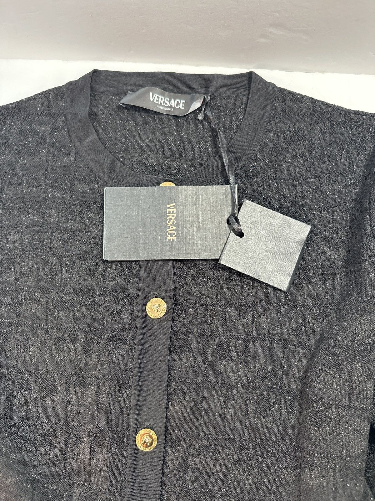 Versace New Authentic Runway Versace croc-jacquard cropped cardigan Size 3XL / US 20-22 - 7 Thumbnail