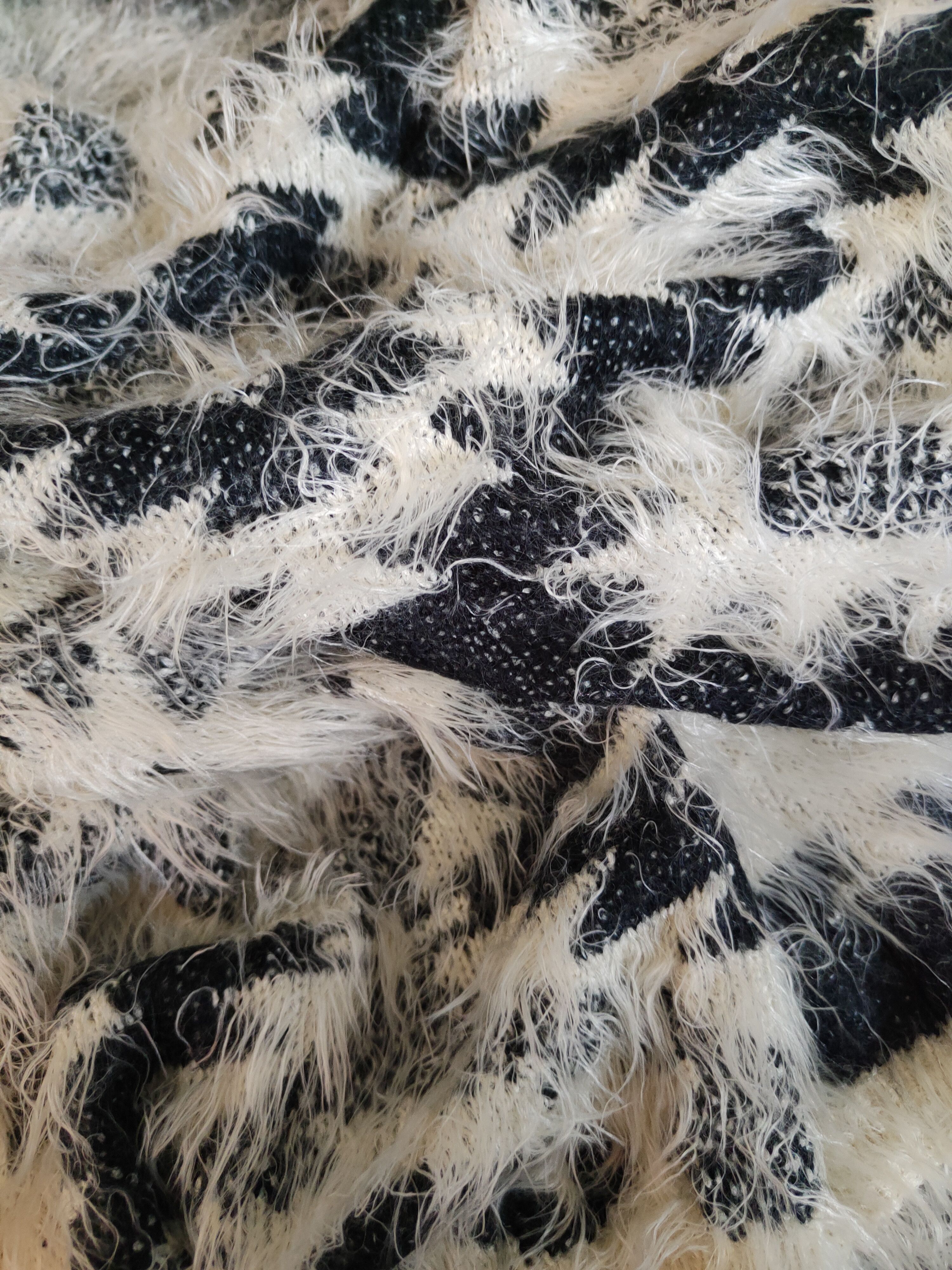 Japanese Brand × Vintage Art Design 💥 Spray Black Cream Fur Mohair Knitwear Size XL / US 12-14 / IT 48-50 - 10 Thumbnail