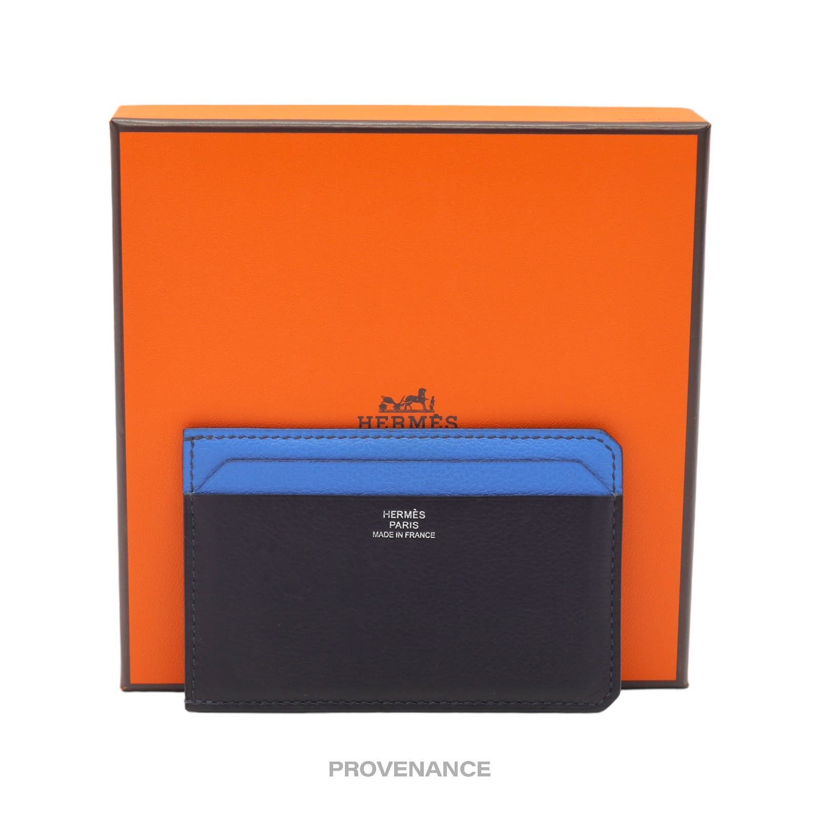 image of Hermes 4Cc Cardholder - Black/green/blue Leather, Men's