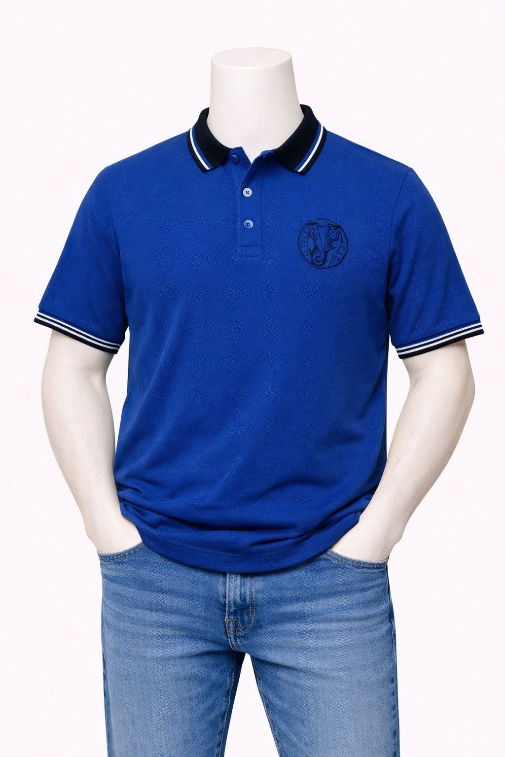 Versace Jeans Couture Versace Jeans Big Logo Luxury Polo Shirt Blue Size M Size US M / EU 48-50 / 2 - 1 Thumbnail