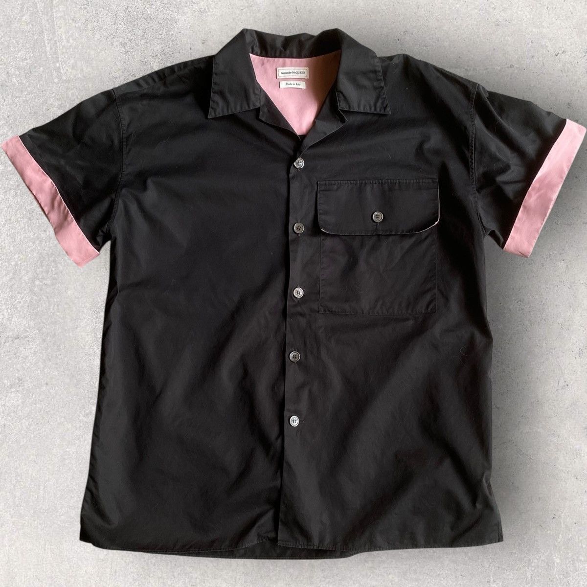 Alexander McQueen Pink/Blk Open Collar Bowling Shirt Size US L / EU 52-54 / 3 - 1 Thumbnail