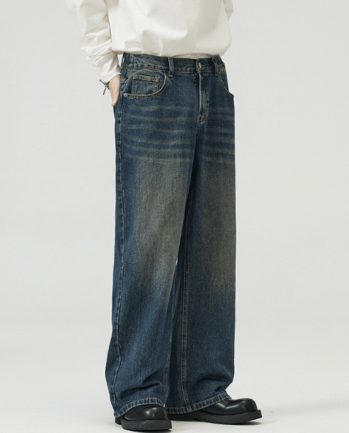 Japanese Brand Dark blue vintage washed distressed jeans y2k Size US 32 / EU 48 - 4 Thumbnail