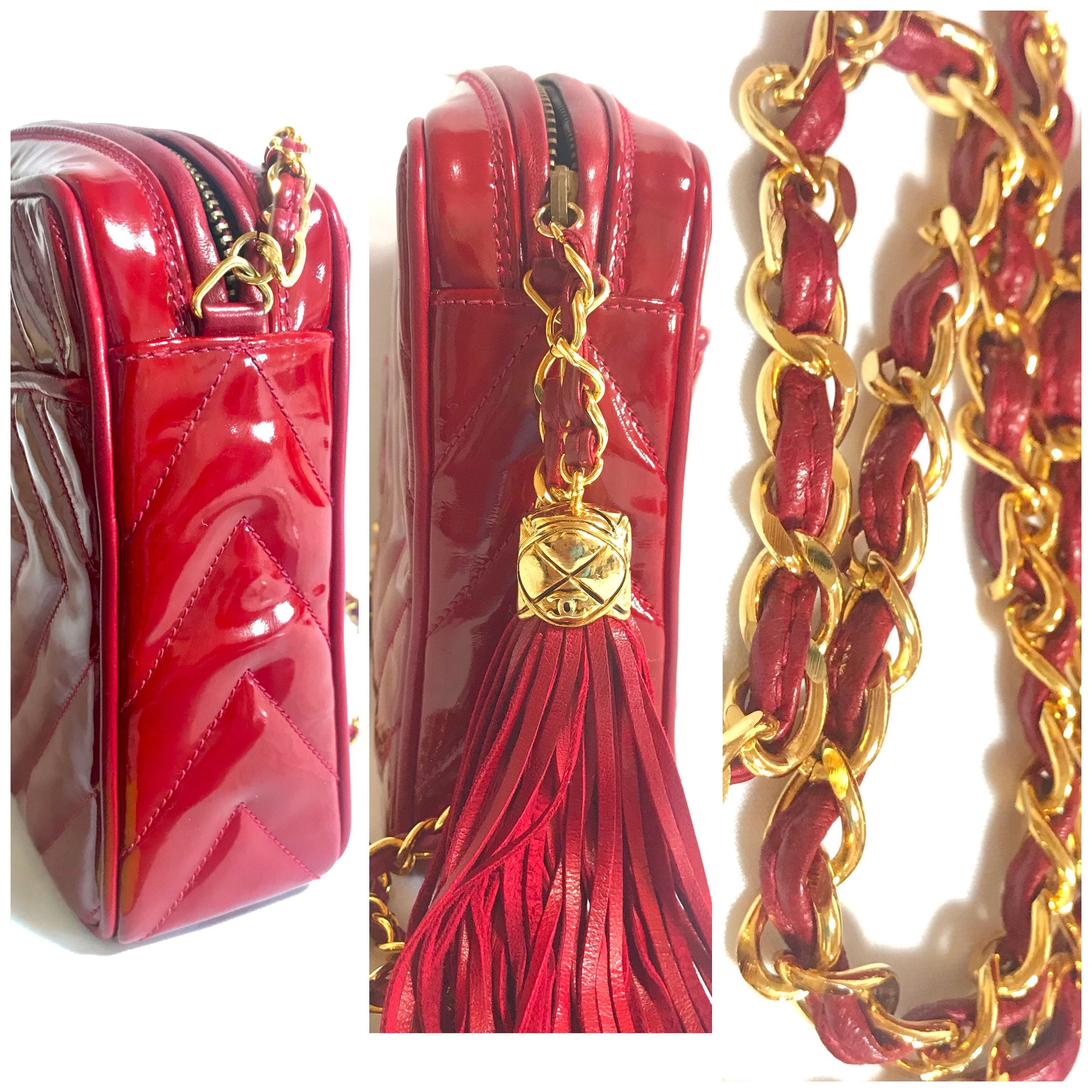 Chanel Vintage CHANEL lipstick red patent enamel shoulder bag Size ONE SIZE - 8 Thumbnail