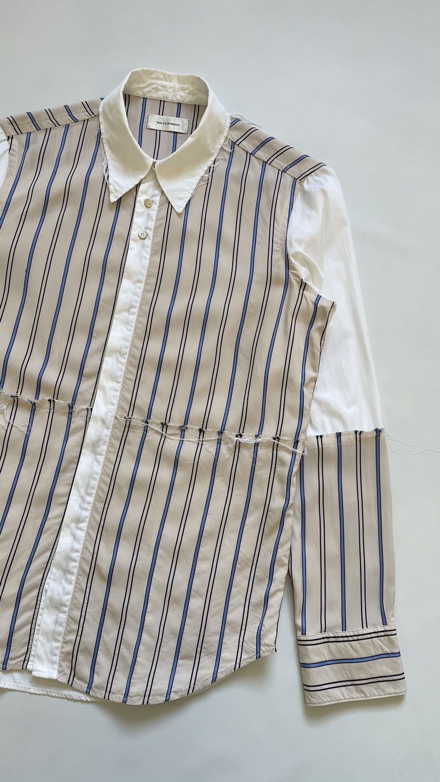 Wales Bonner A/W 20 Reworked Raw Edge Stripe Shirt Size US M / EU 48-50 / 2 - 5 Thumbnail