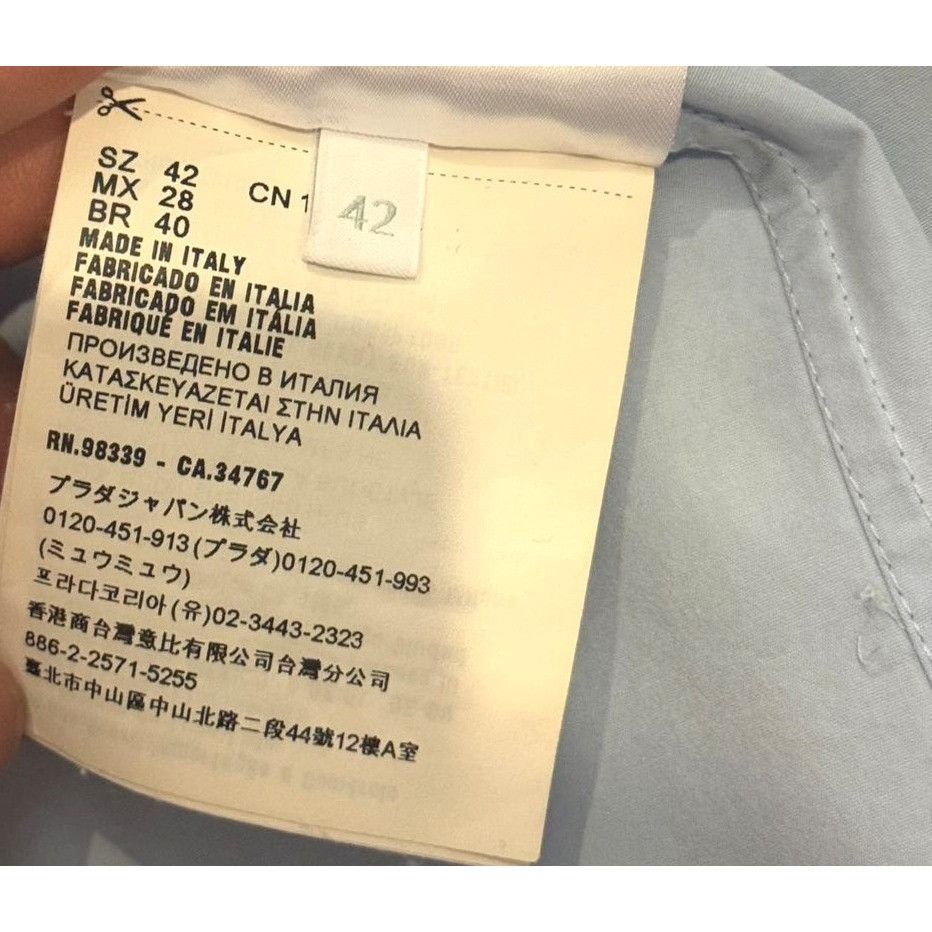 Miu Miu Miu Miu Light Blue Button-Up Shirt With Embroidered Logo Lon Size S / US 4 / IT 40 - 7 Thumbnail