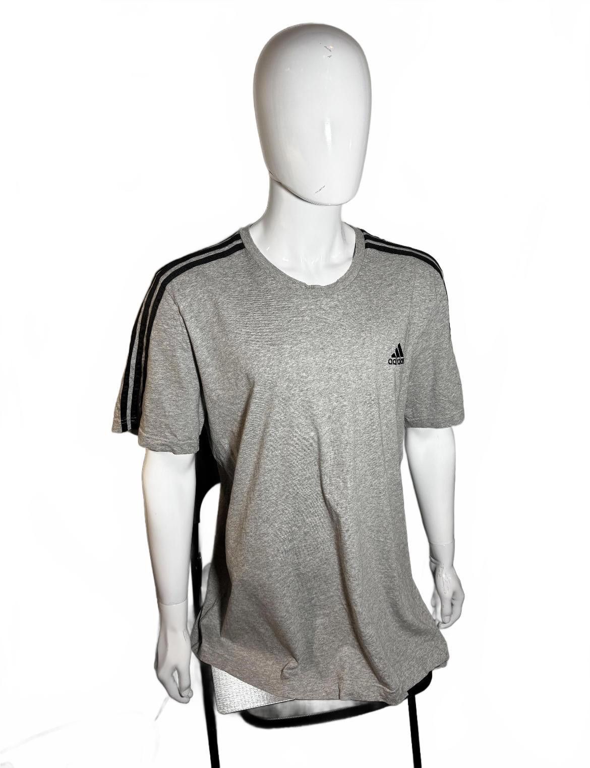 Adidas Adidas Grey Athletic T-Shirt with Black Stripes Size US XL / EU 56 / 4 - 2 Thumbnail