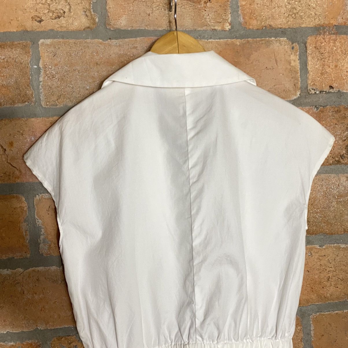 Norma Kamali ONO NORMA KAMALI White Cap Sleeve Blouse with Gathered Waist Size XL / US 12-14 / IT 48-50 - 15 Thumbnail