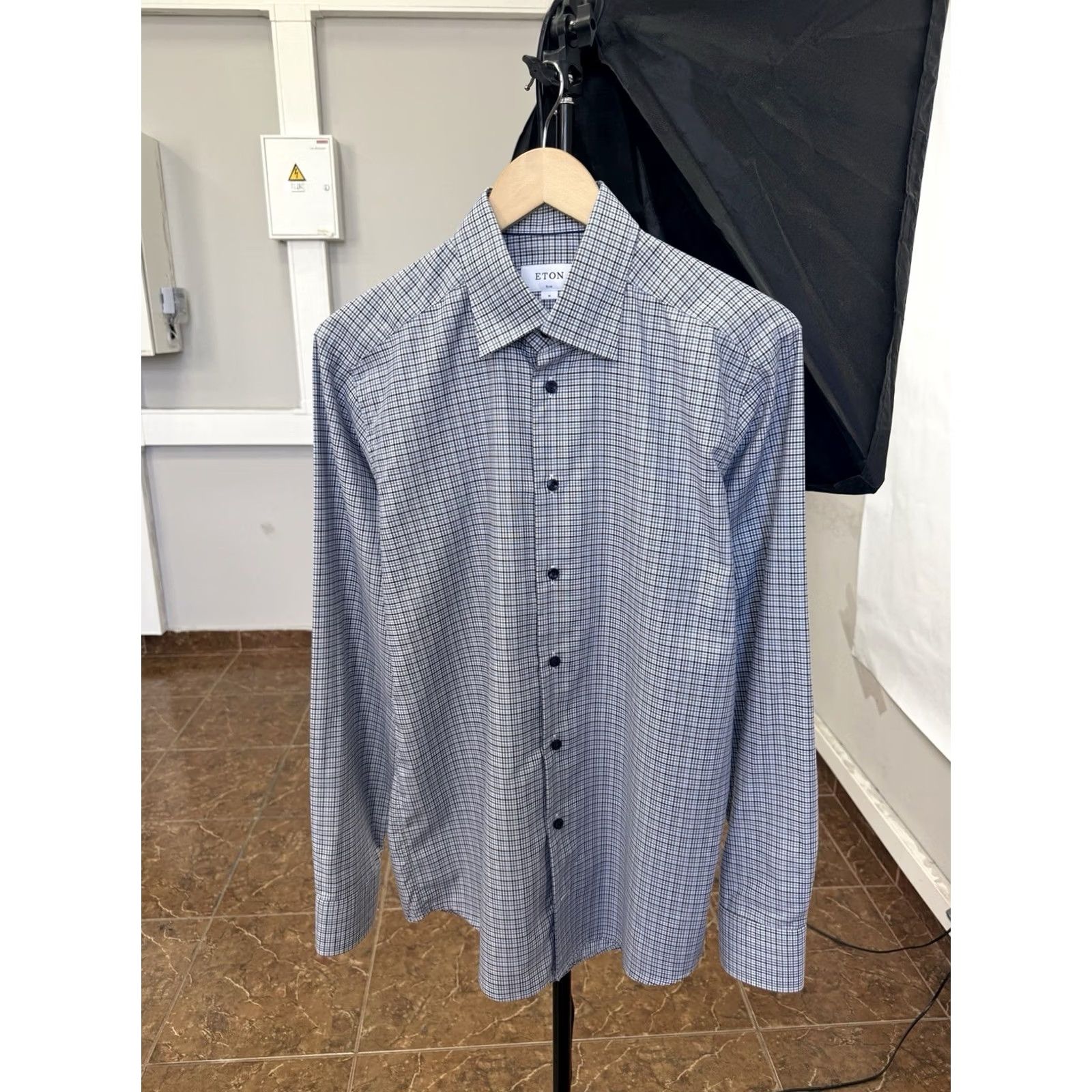 Eton ETON Slim Fit Micro Check Dress Shirt Multicolor M Mens Size 40R - 2 Thumbnail