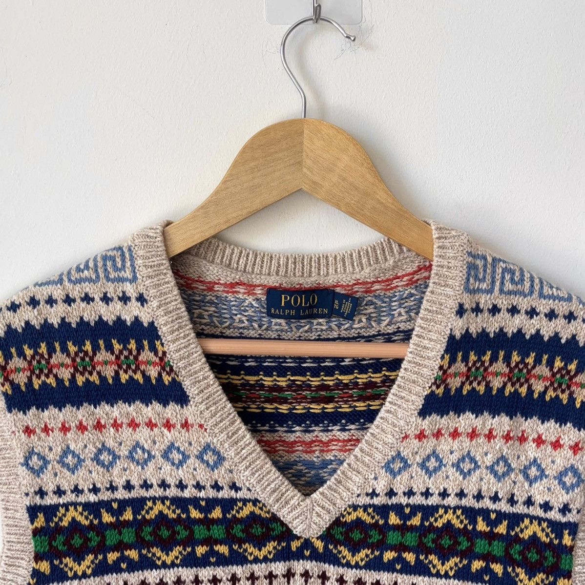 Polo Ralph Lauren Cashmere Linen Blend Fair Isle Sweater Vest V-Neck Size US XL / EU 56 / 4 - 3 Thumbnail