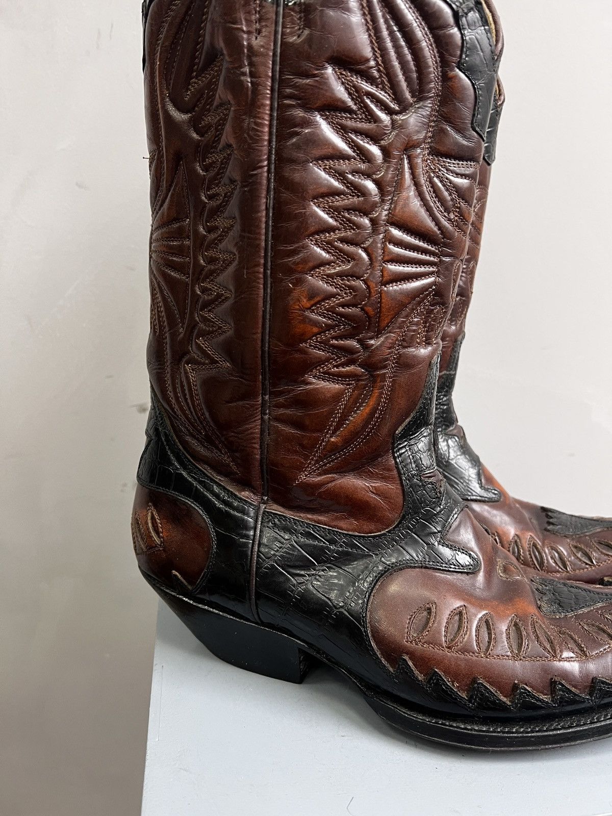 Buffalo London × Vintage × Western Rise VINTAGE WESTERN 90s leather moto cowboy boots y2k Size US 9 / EU 42 - 2 Thumbnail