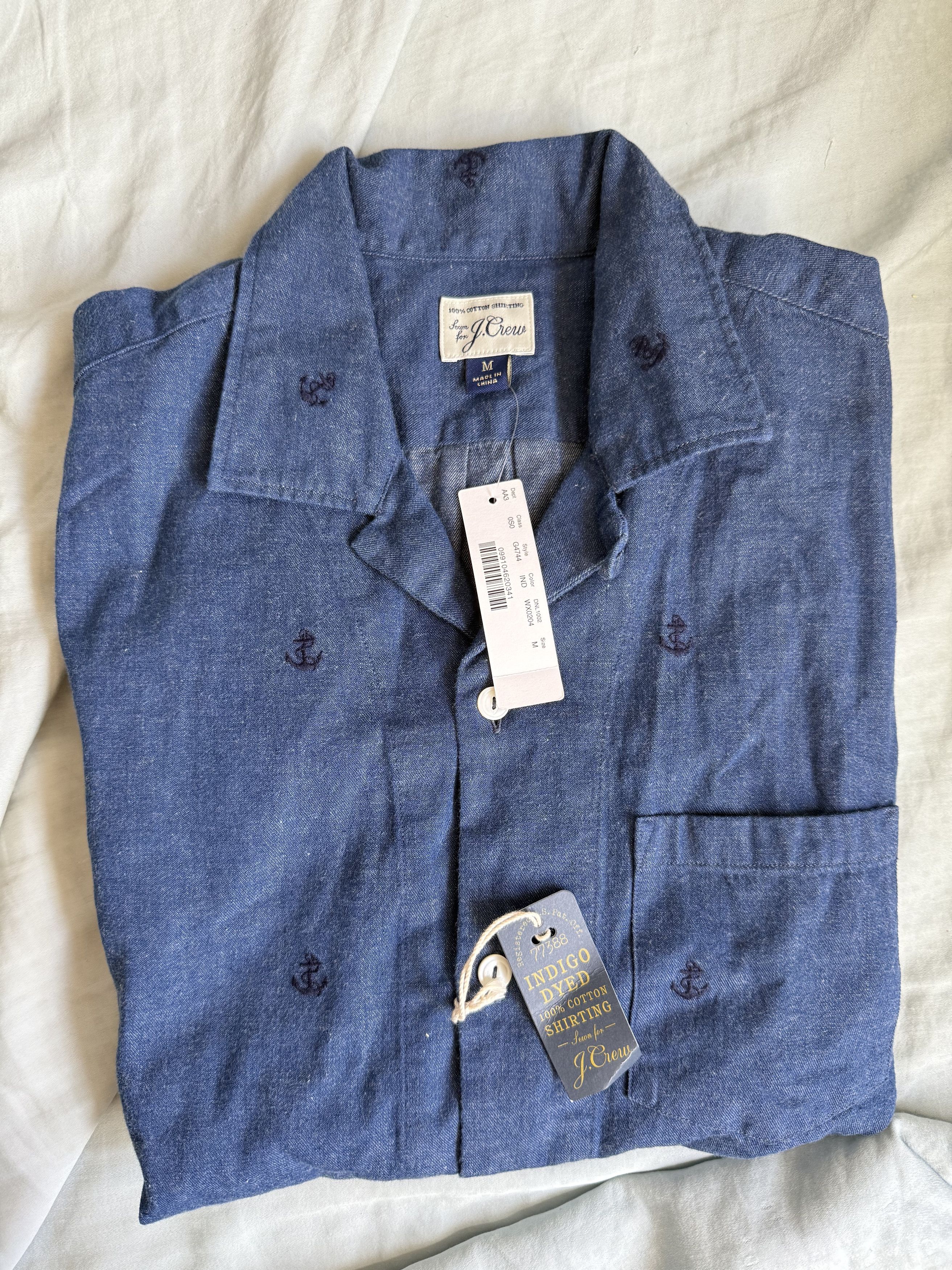 J.Crew J. Crew indigo chambray S/S Button Up Shirt med $89.50 Size US M / EU 48-50 / 2 - 2 Thumbnail