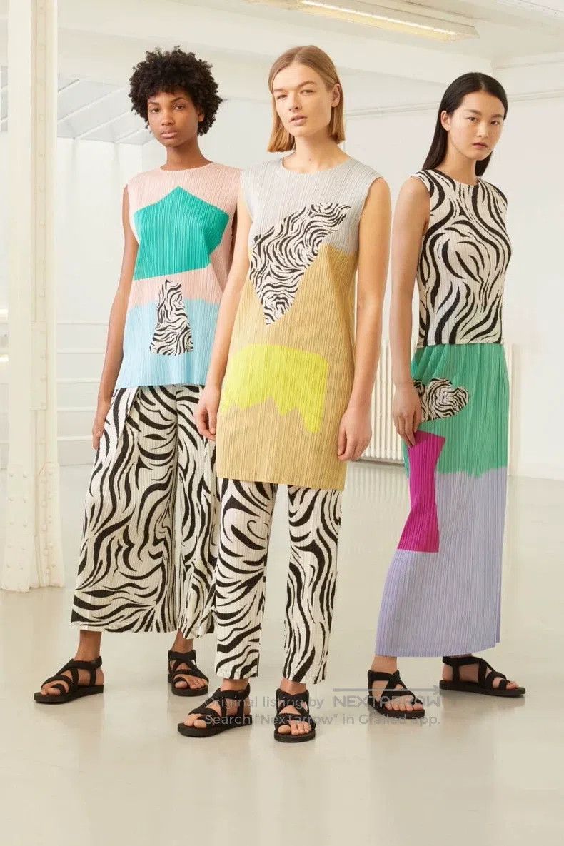Issey Miyake Issey Miyake size:3 Color Block Zebra Midi Skirt Size 23" - 2 Thumbnail