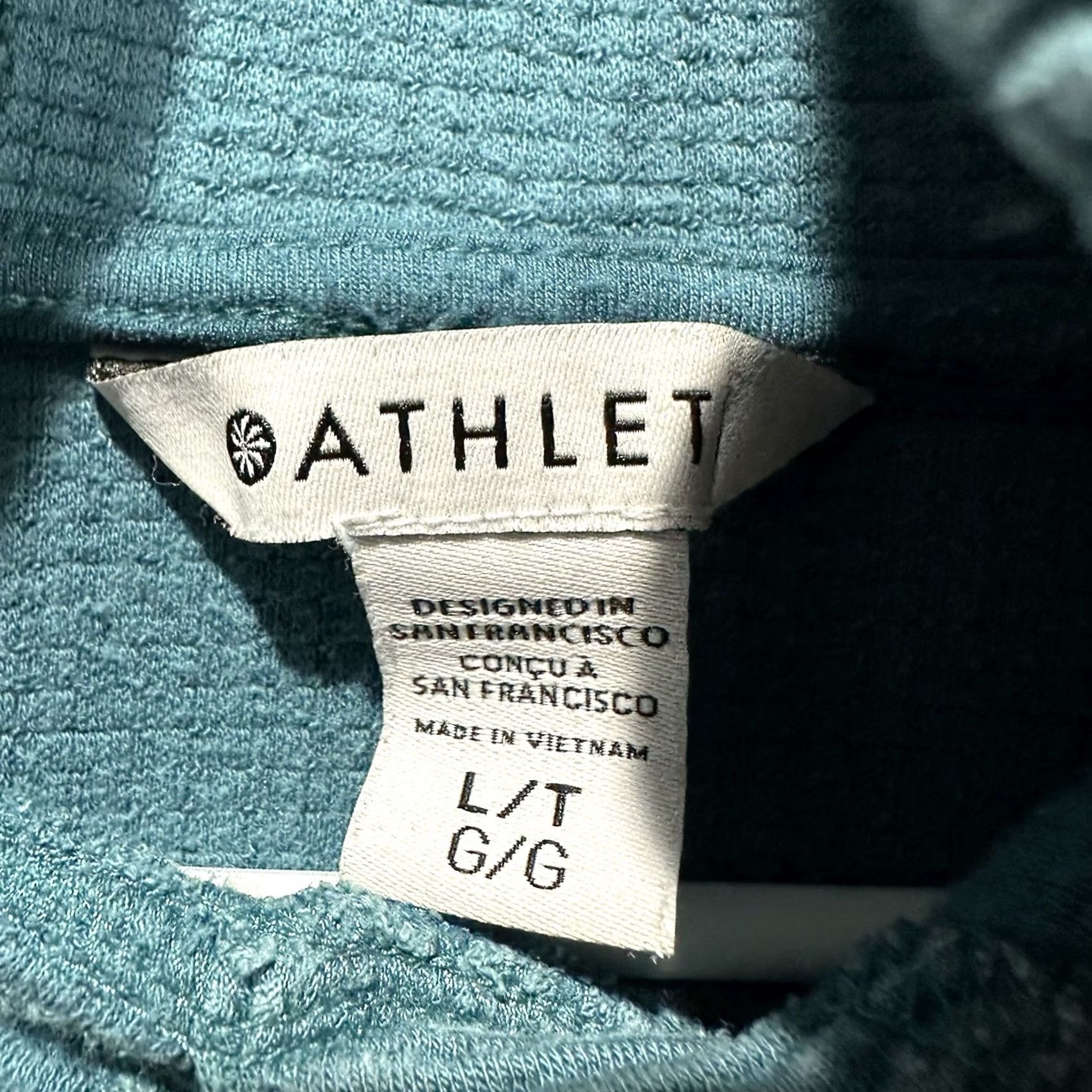Athleta Athleta Hoodie Womens Large Teal Blue Pullover Hooded Hand Drawstring Crew Neck Activewear Running & Jogging, Walking Knit Cotton, Lyocell Size L / US 10 / IT 46 - 4 Thumbnail
