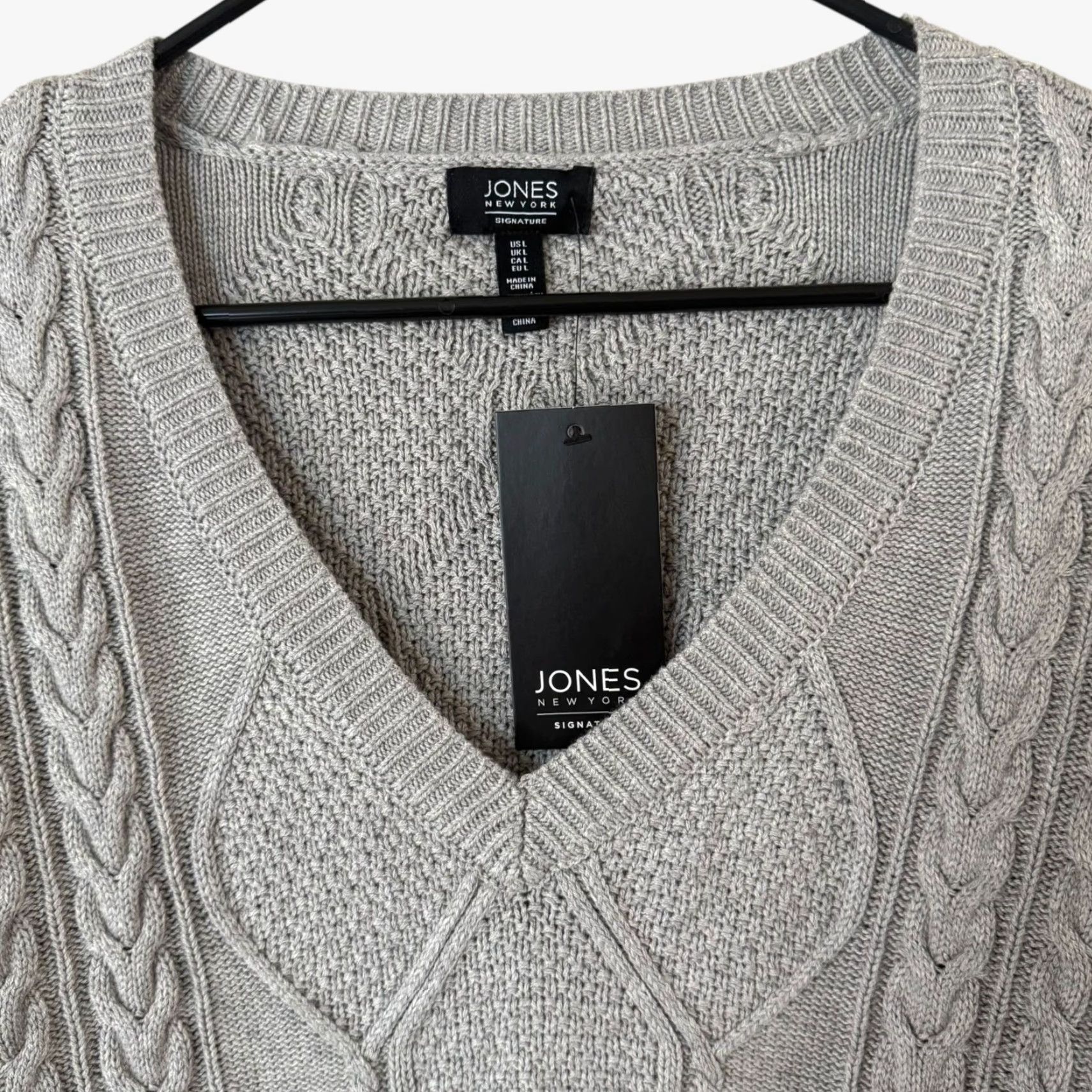 Jones New York VINTAGE Jones New York Women's Sweater Pullover Knit V-Neck Long Sleeve Fall Winter Casual Office Heather Gray Large Size L / US 10 / IT 46 - 5 Thumbnail